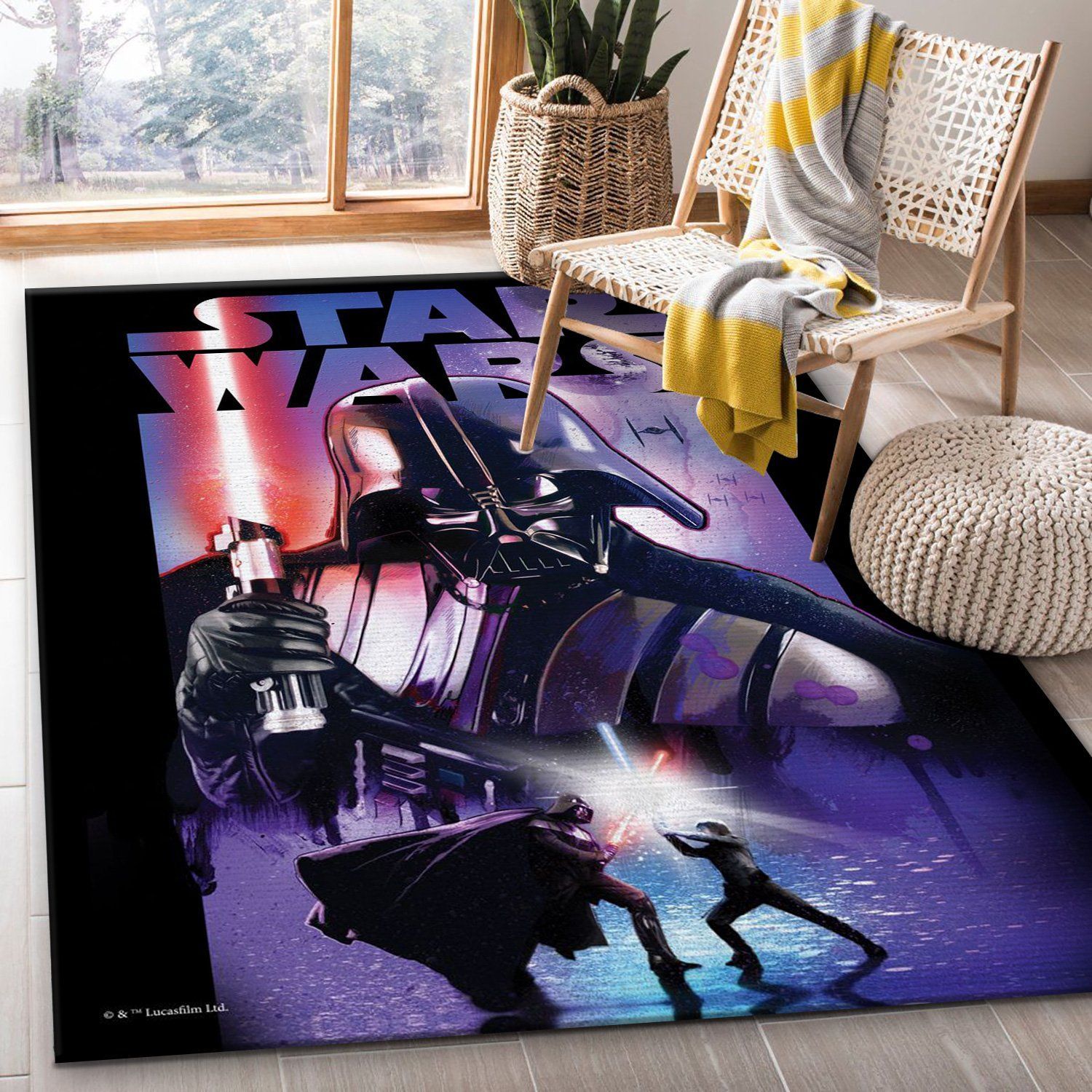 Darth Vader Area Rug, Dark Side vs Light Side, Family Gift US Decor - Indoor Outdoor Rugs