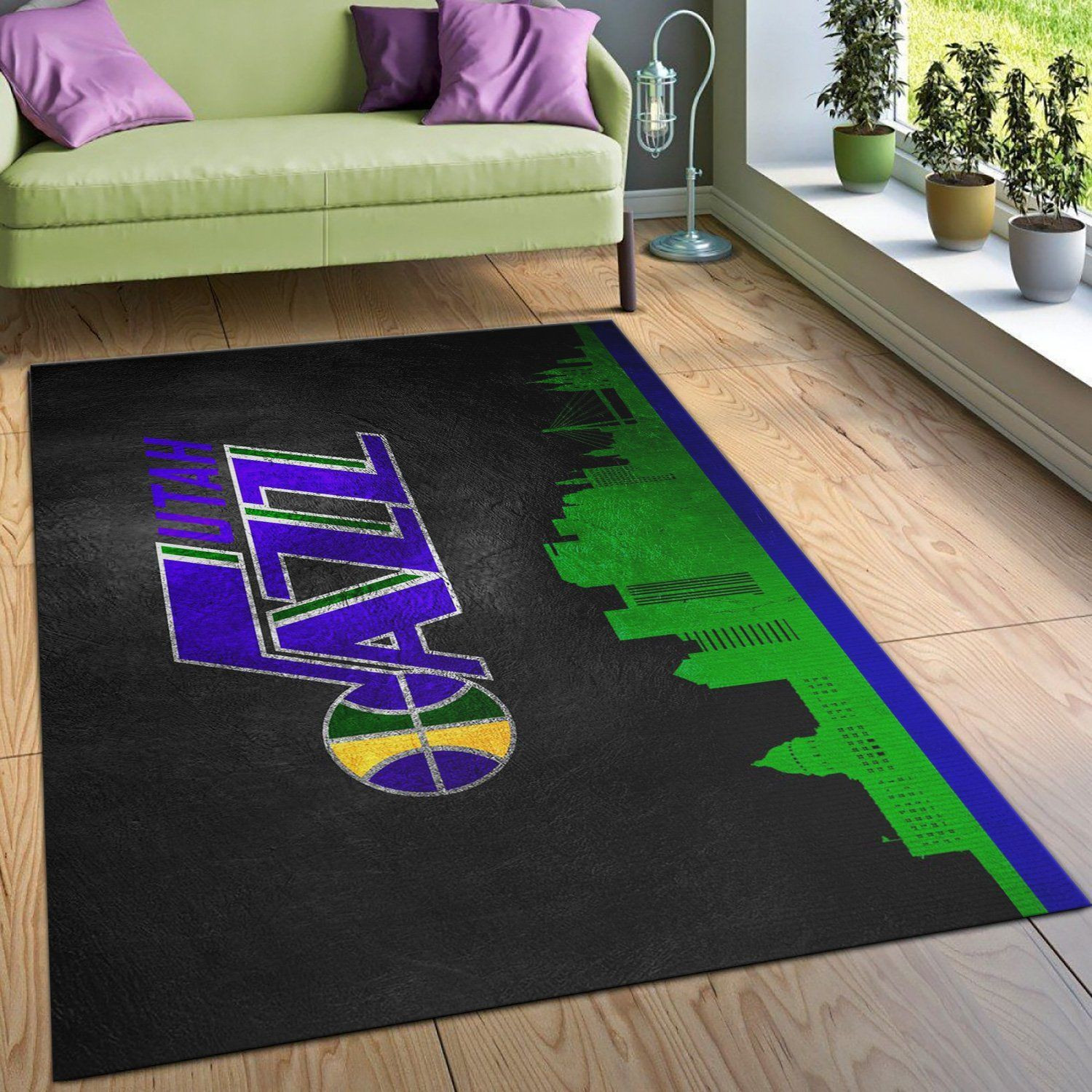 Utah Jazz Skyline Area Rug Carpet, Kitchen Rug, Family Gift US Decor - Indoor Outdoor Rugs