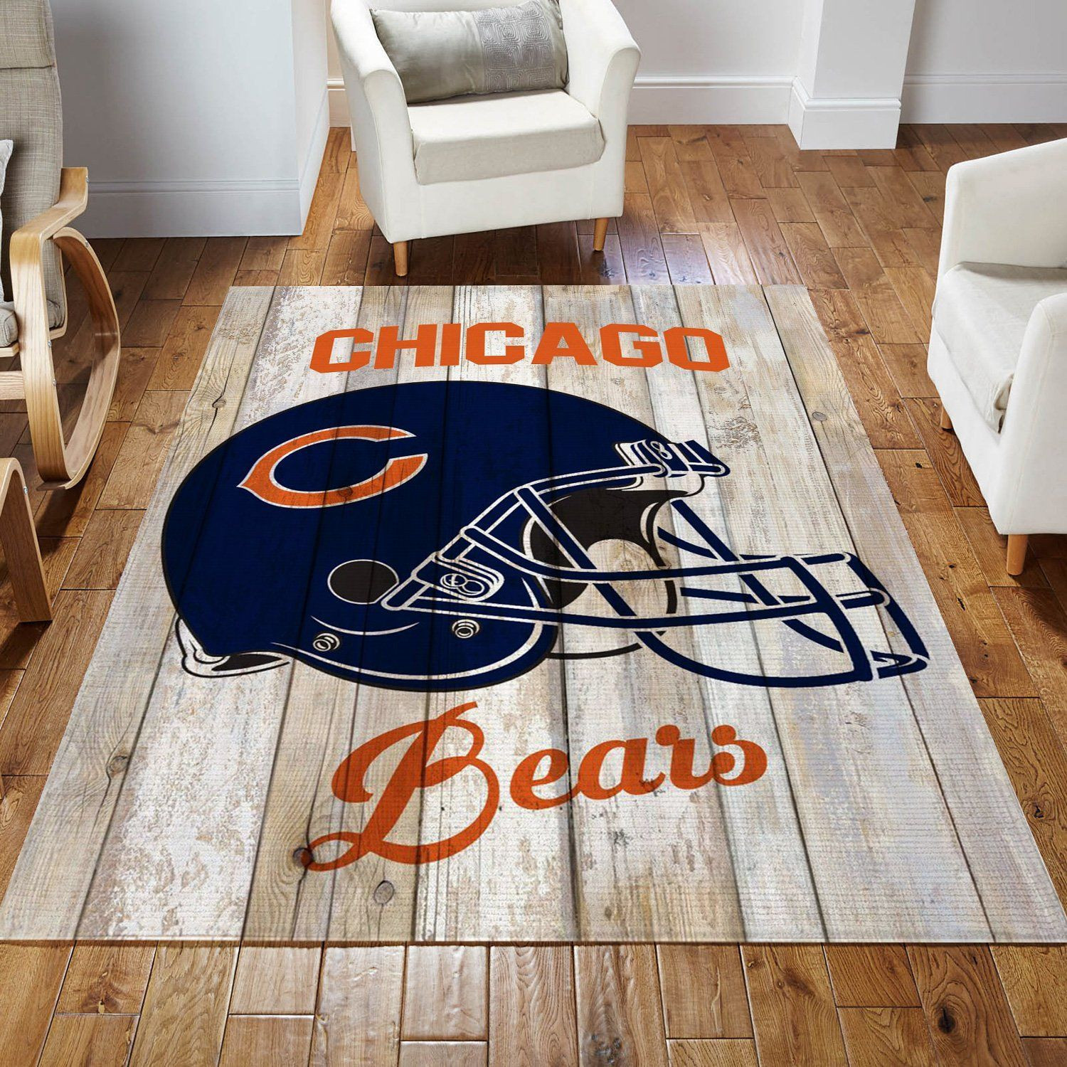 Chicago Bears Helmet Nfl Area Rug Bedroom Rug US Gift Decor - Indoor Outdoor Rugs