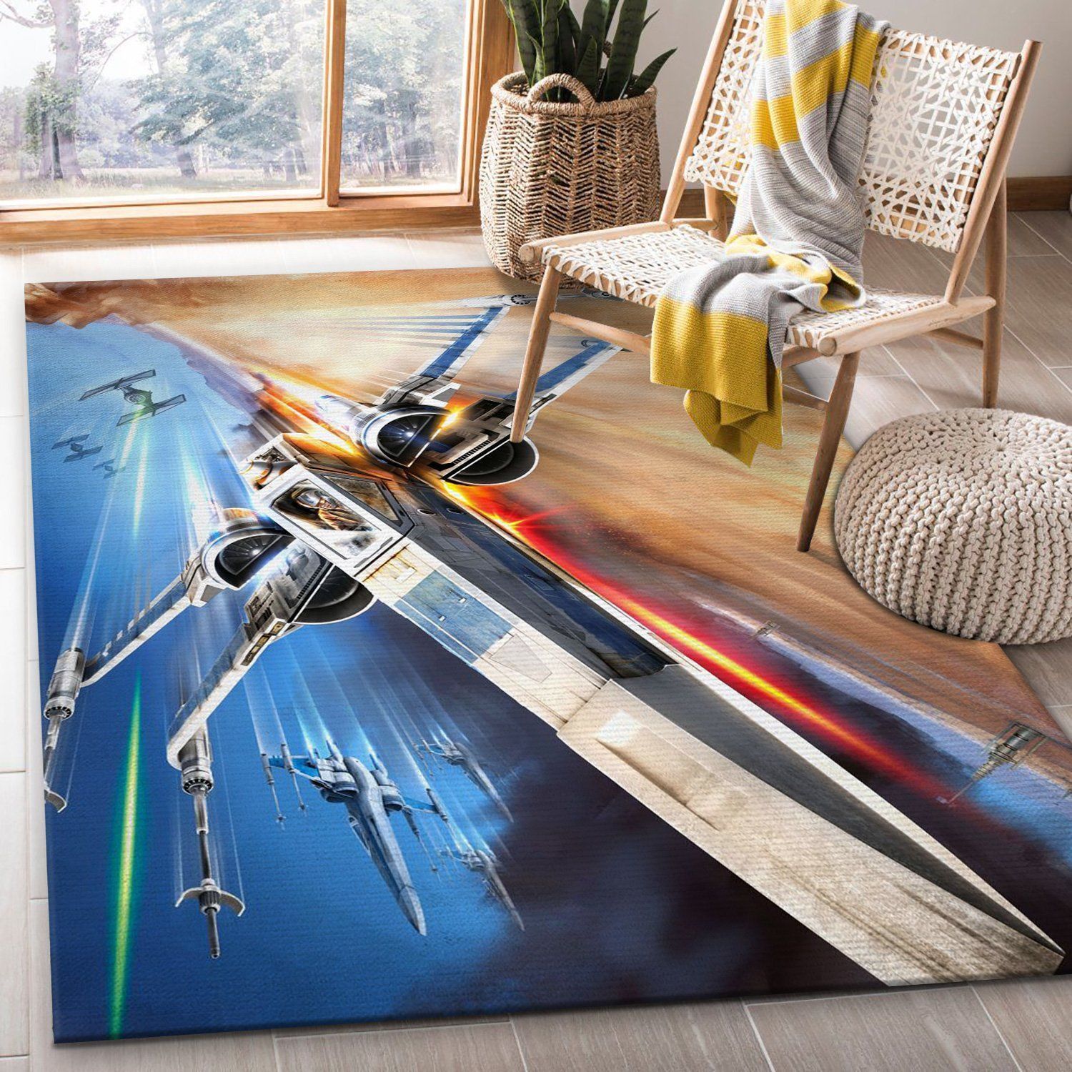 X Wing Star War Battle Zone Area Rug, Living Room Rug, Christmas Gift US Decor - Indoor Outdoor Rugs