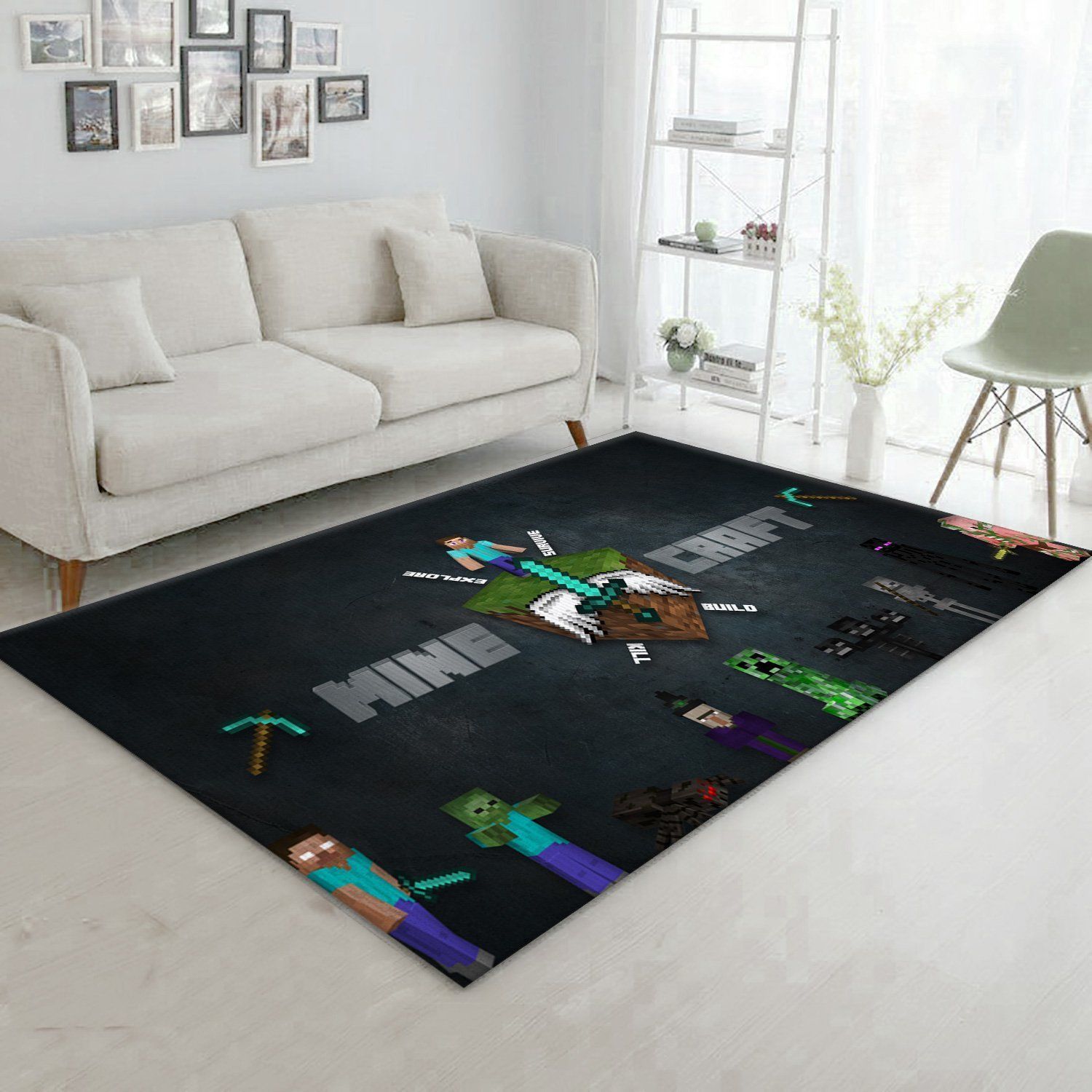 Minecraft Rug Bedroom Rug Home Decor Floor Decor - Indoor Outdoor Rugs