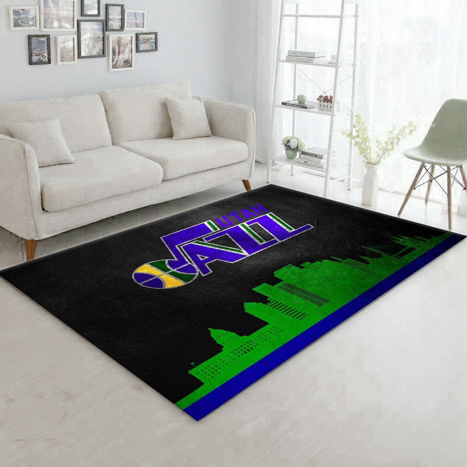 Utah Jazz Skyline Area Rug Carpet, Kitchen Rug, Family Gift US Decor - Indoor Outdoor Rugs