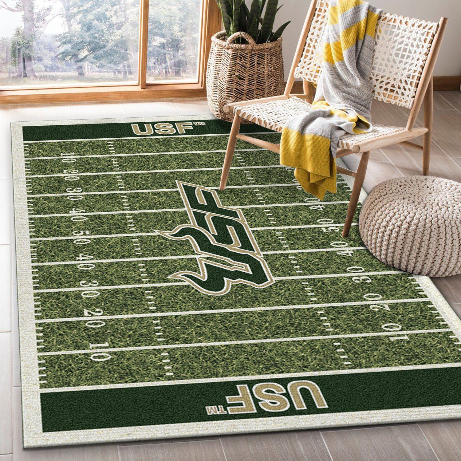 College South Florida NFL Team Logo Area Rug, Bedroom Rug, Christmas Gift US Decor - Indoor Outdoor Rugs