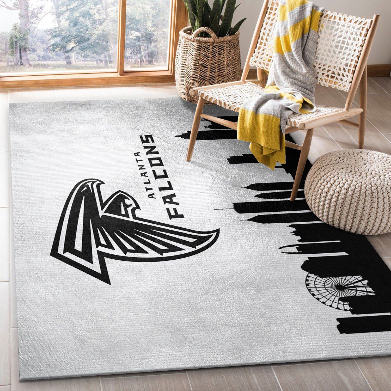 Atlanta Falcons Skyline NFL Area Rug For Christmas, Living room and bedroom Rug, Christmas Gift US Decor - Indoor Outdoor Rugs