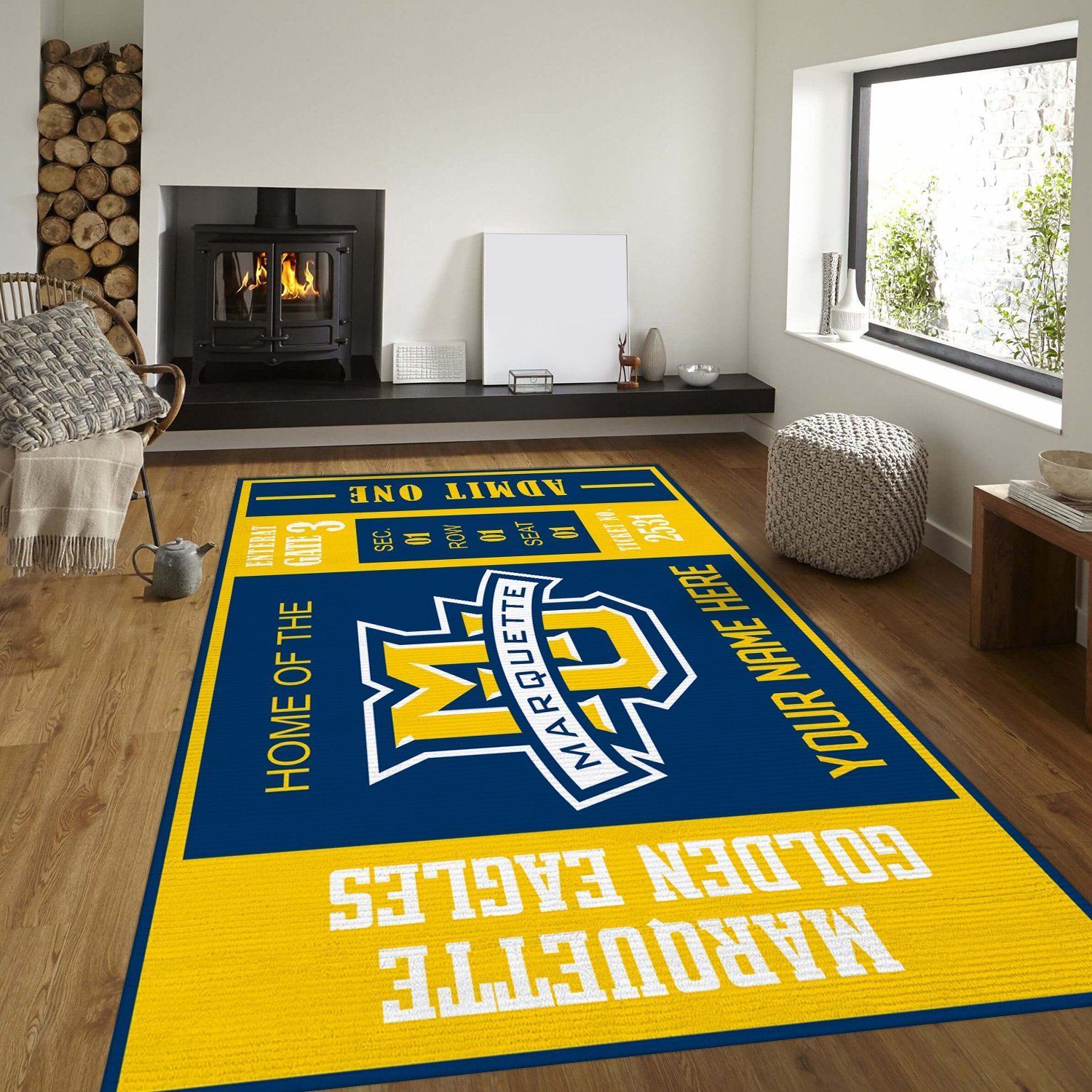 Marquette Golden Eagles Ncaa Customizable Rug For Gift, Living Room Rug - Floor US Decor - Indoor Outdoor Rugs