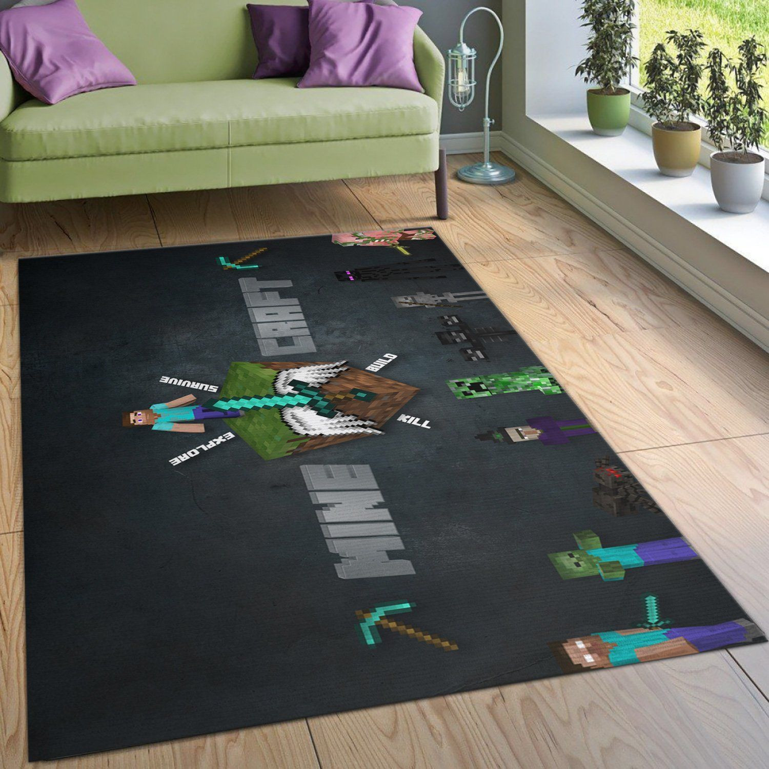 Minecraft Rug Bedroom Rug Home Decor Floor Decor - Indoor Outdoor Rugs