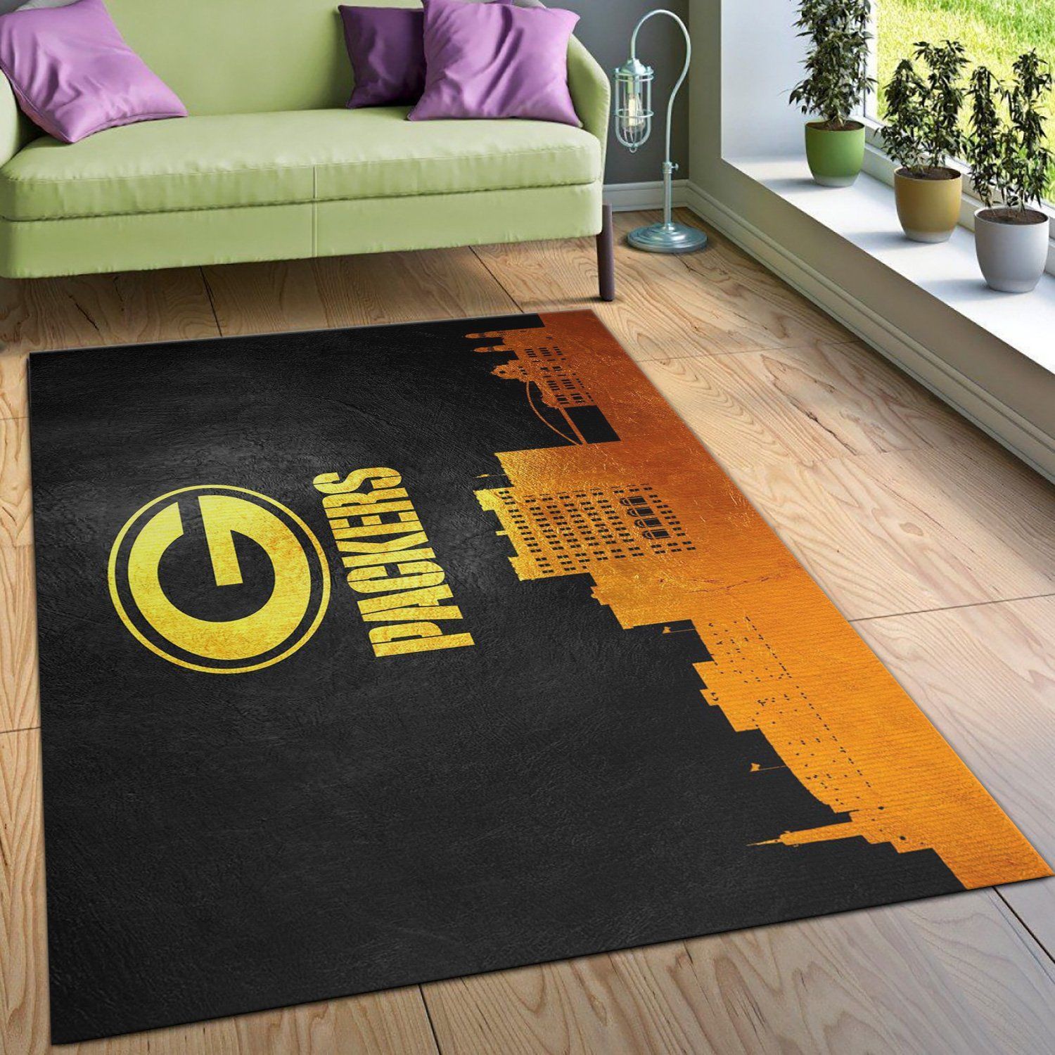 Green Bay Packers Skyline NFL Area Rug Carpet, Living room and bedroom Rug, Home US Decor - Indoor Outdoor Rugs