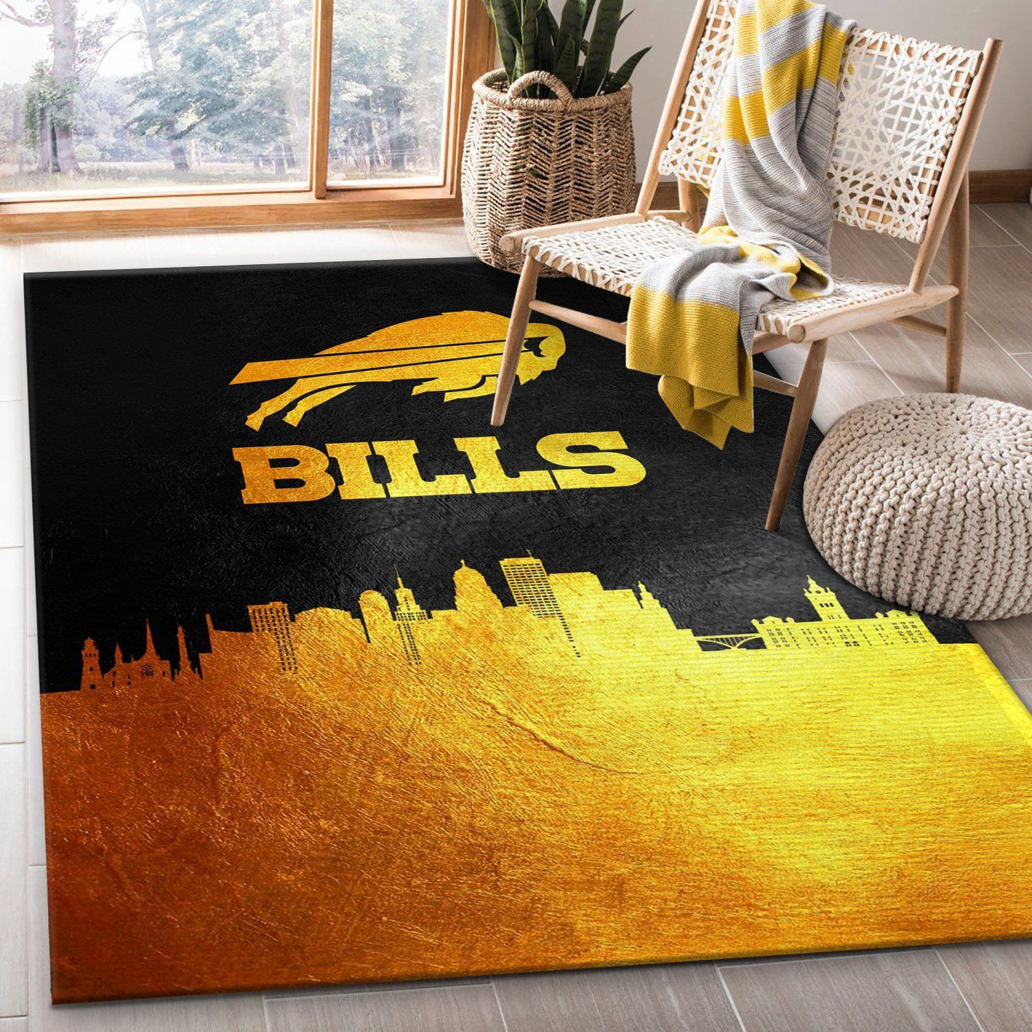 Buffalo Bills Skyline NFL Area Rug Carpet, Kitchen Rug, US Gift Decor - Indoor Outdoor Rugs