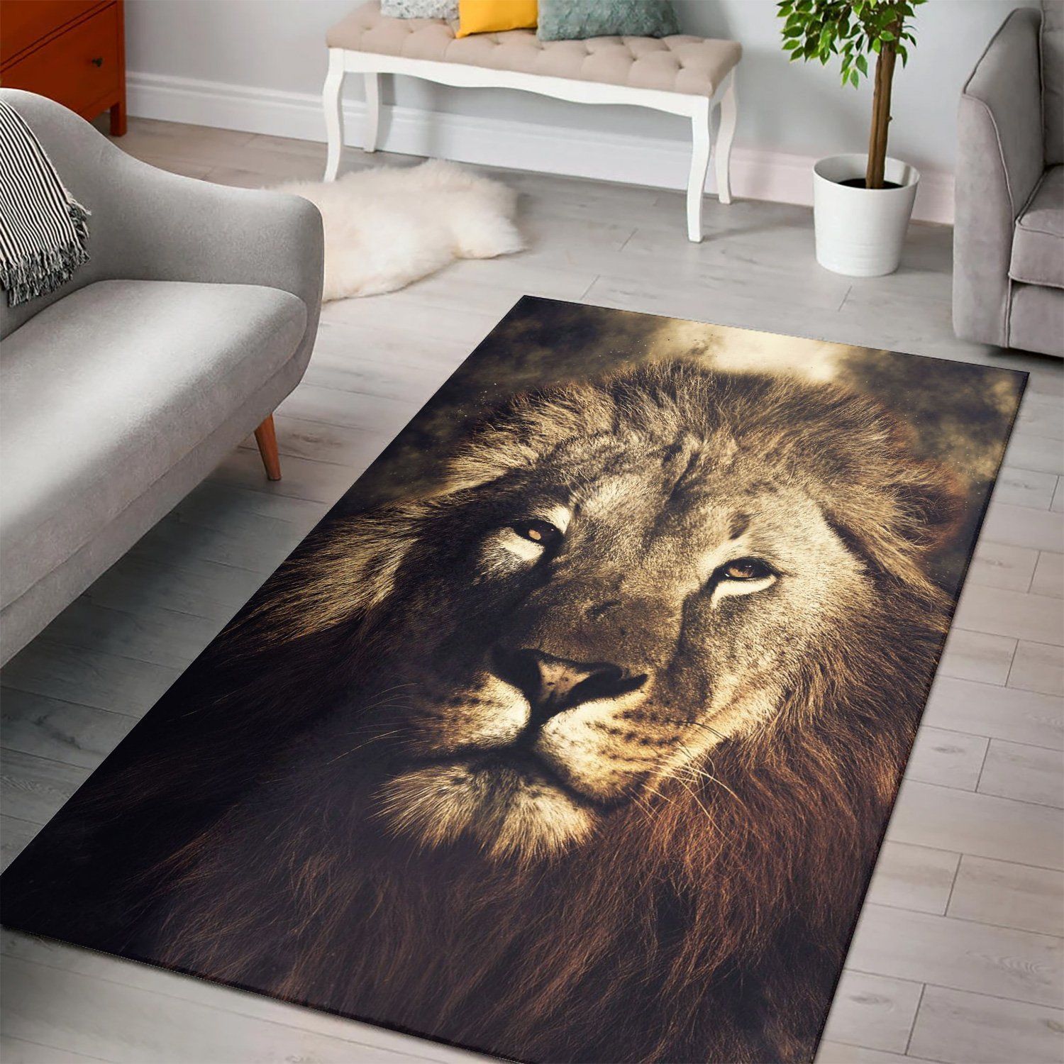 Lion Area rug Living room and bedroom Rug Family Gift - Indoor Outdoor Rugs