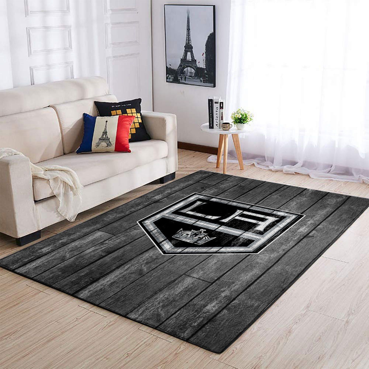 Los Angeles Kings Nhl Team Logo Grey Wooden Style Nice Gift Home Decor Rectangle Area Rug - Indoor Outdoor Rugs