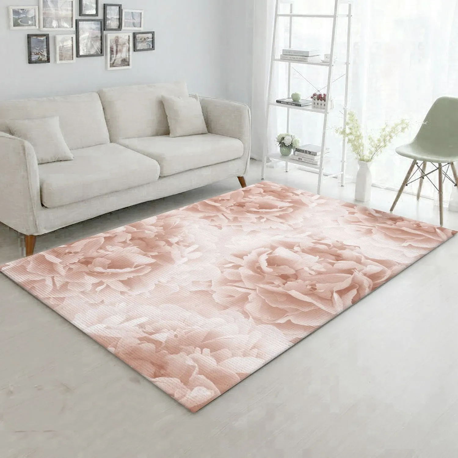 Soft Terracotta Peonies 1 Area Rug Carpet, Bedroom, Christmas Gift US Decor - Indoor Outdoor Rugs