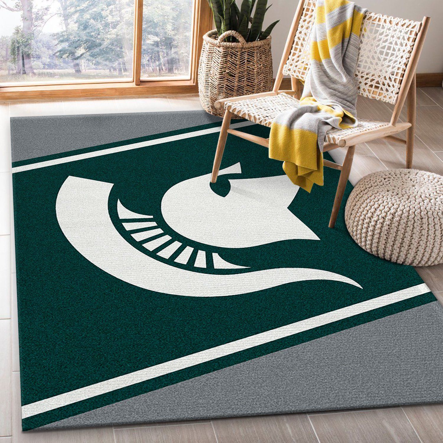 College Spirit Michigan State Sport Area Rug Carpet Team Logo Christmas Gift US Decor - Indoor Outdoor Rugs