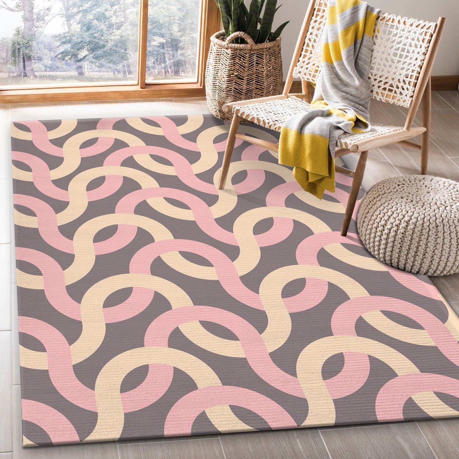 Geometric Waves Pattern Area Rug For Christmas, Living room and bedroom Rug, Christmas Gift US Decor - Indoor Outdoor Rugs