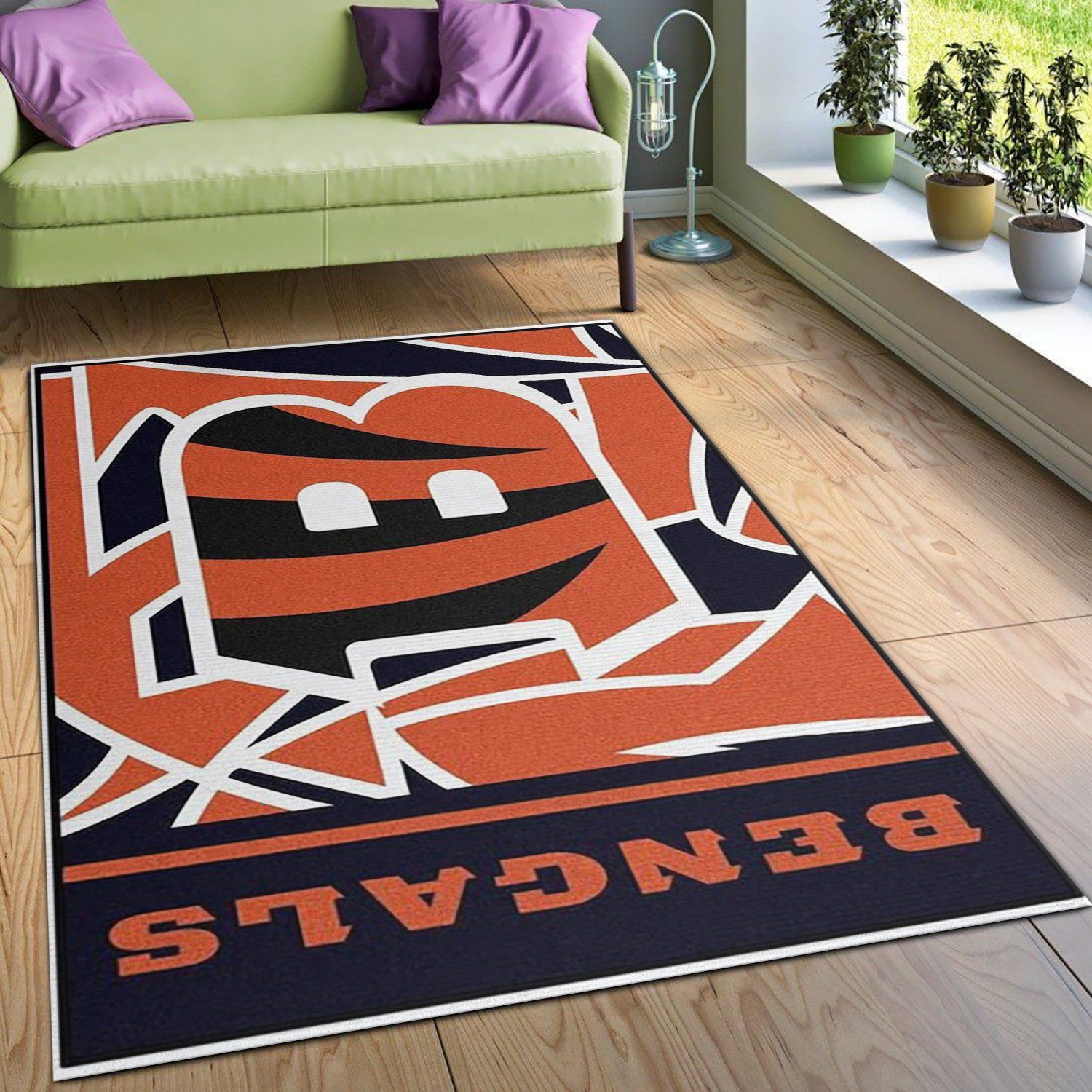 Cincinnati Bengals Nfl Logo Area Rug Carpet, Kitchen Rug, Family Gift US Decor - Indoor Outdoor Rugs