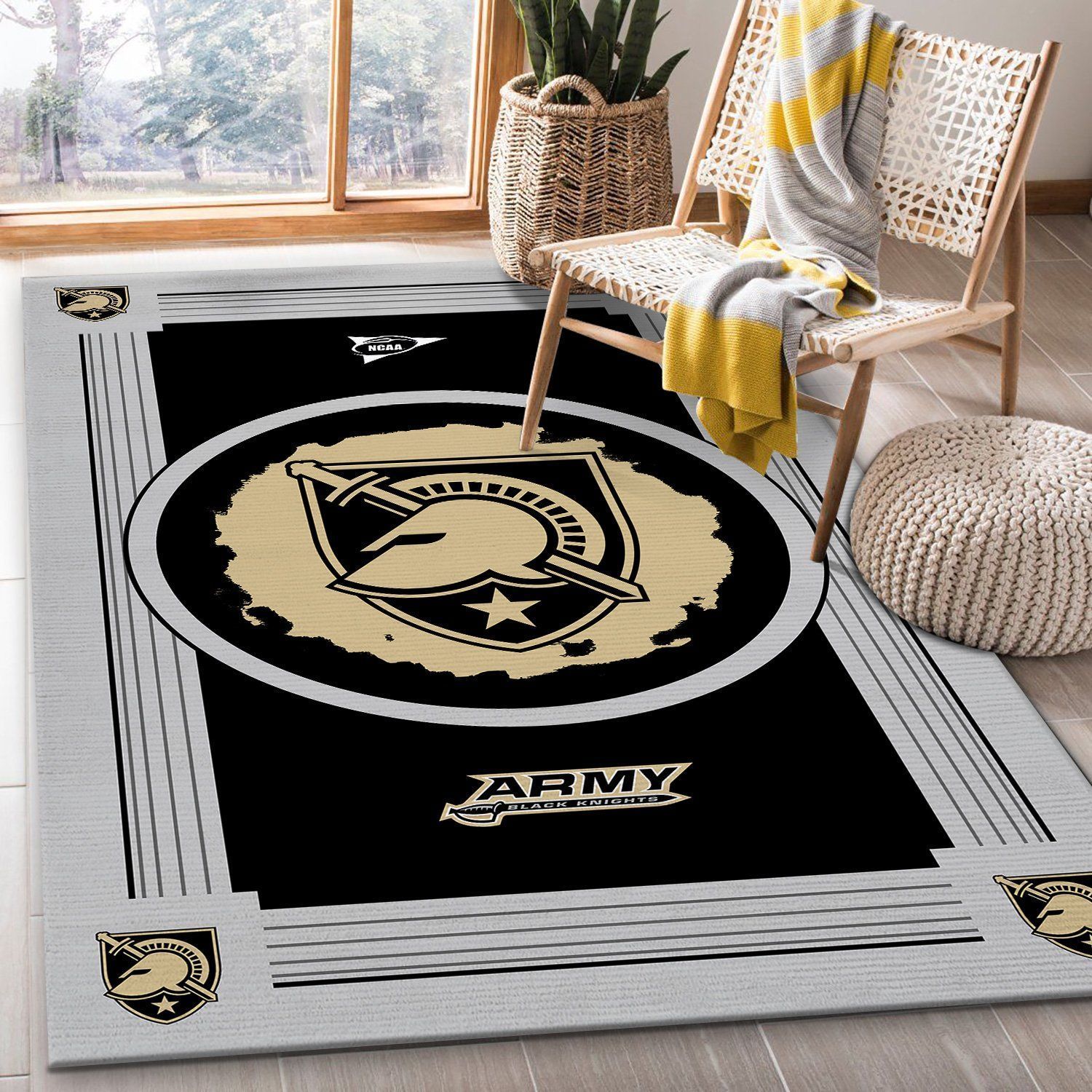 Army Black Knights NCAA Team Logo Area Rugs Living Room Carpet Floor Decor The US Decor - Indoor Outdoor Rugs