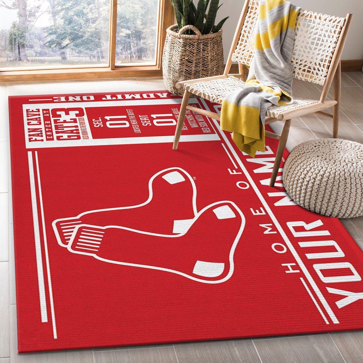 Customizable Boston Red Sox Wincraft Personalized MLB Area Rug For Christmas, Living Room Rug, Home US Decor - Indoor Outdoor Rugs