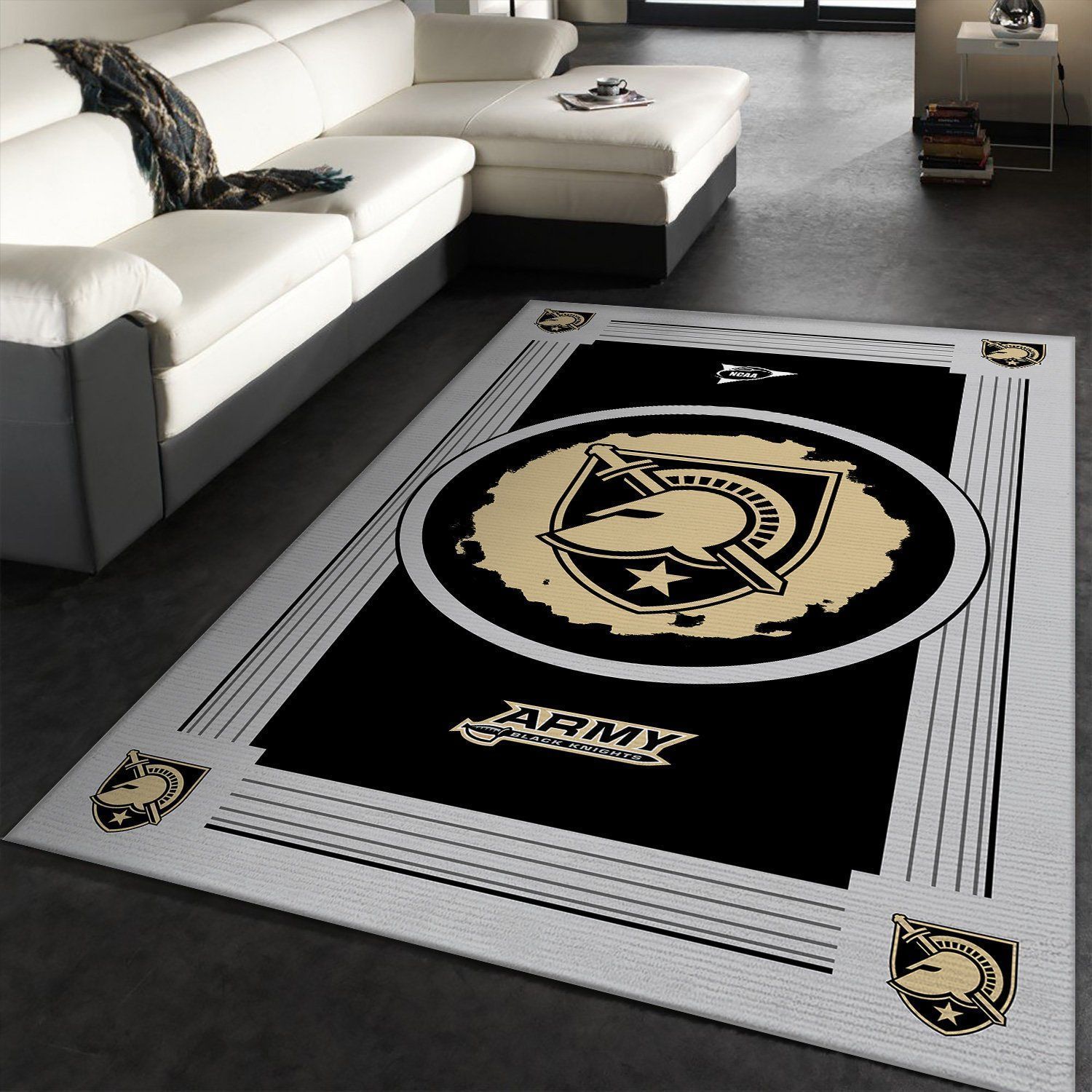 Army Black Knights NCAA Team Logo Area Rugs Living Room Carpet Floor Decor The US Decor - Indoor Outdoor Rugs