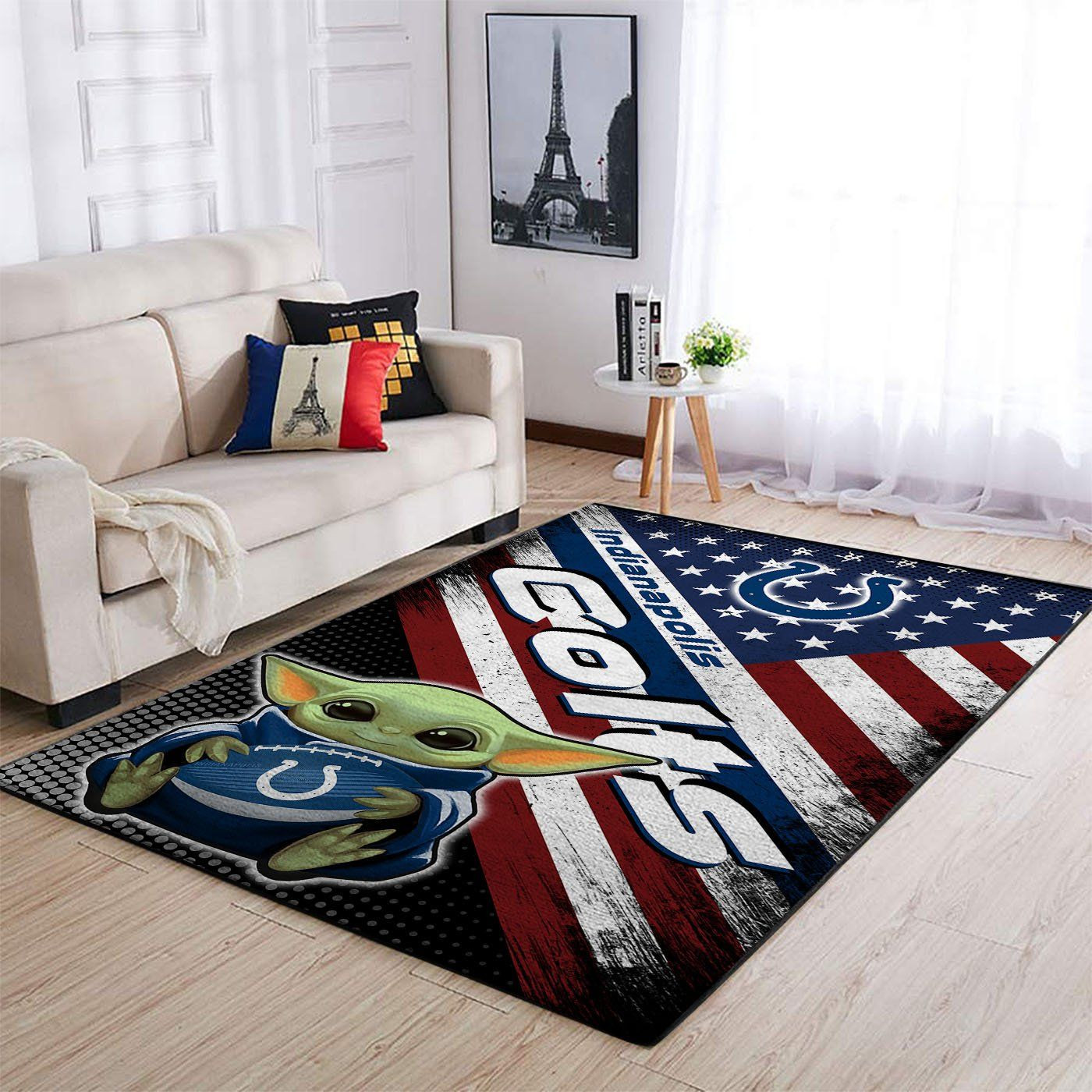 Indianapolis Colts Nfl Team Logo Baby Yoda Us Style Nice Gift Home Decor Rectangle Area Rug - Indoor Outdoor Rugs