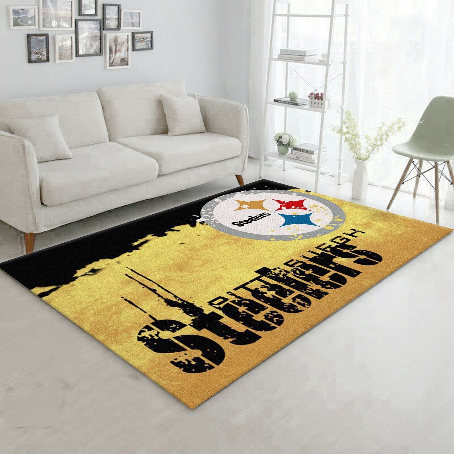 Pittsburgh Steelers Fade Rug Nfl Team Area Rug Carpet, Bedroom Rug, Family Gift US Decor - Indoor Outdoor Rugs