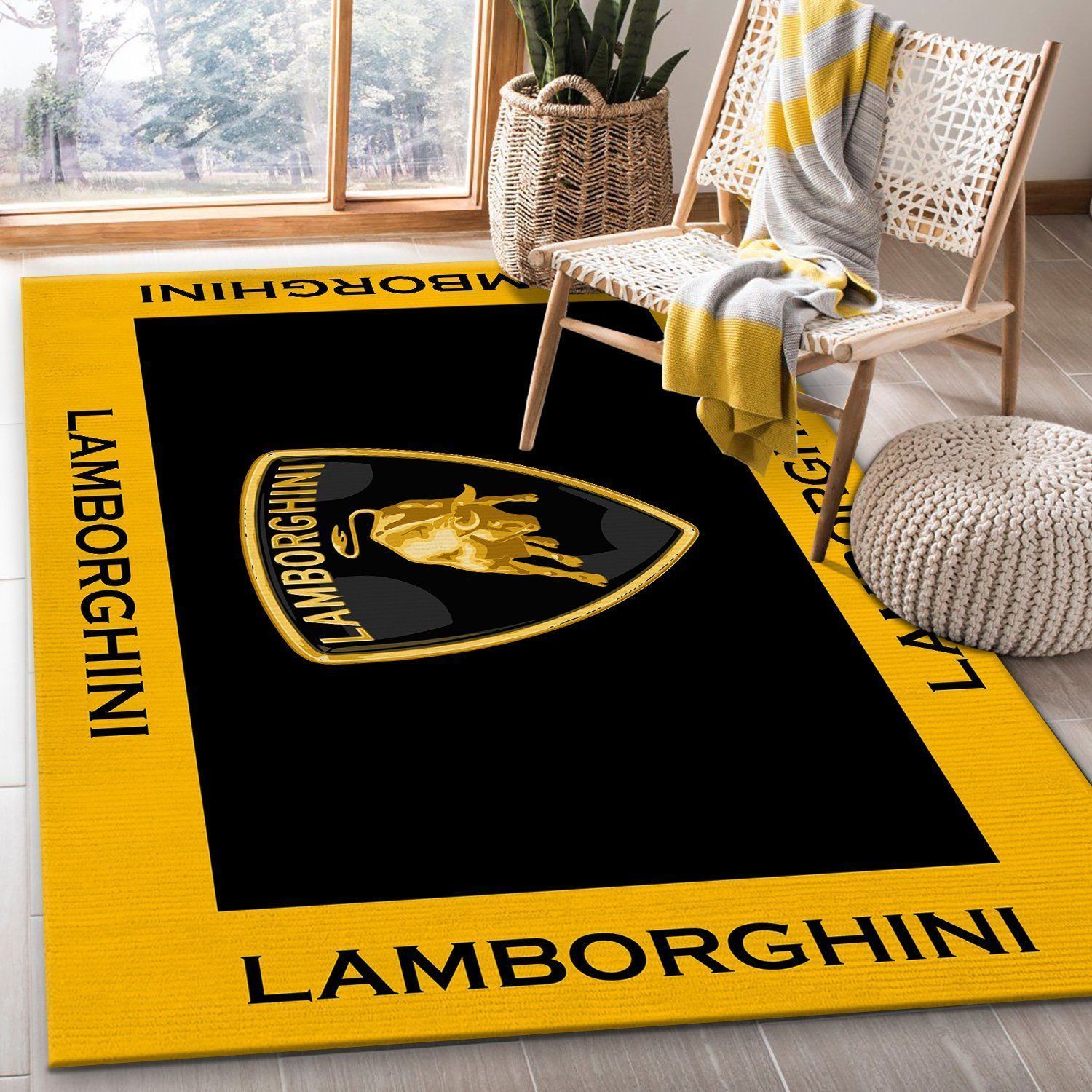 Lamborghini Golden Logo SuperCars Area Rugs Living Room Carpet FN120112 Local Brands Floor Decor The US Decor - Indoor Outdoor Rugs