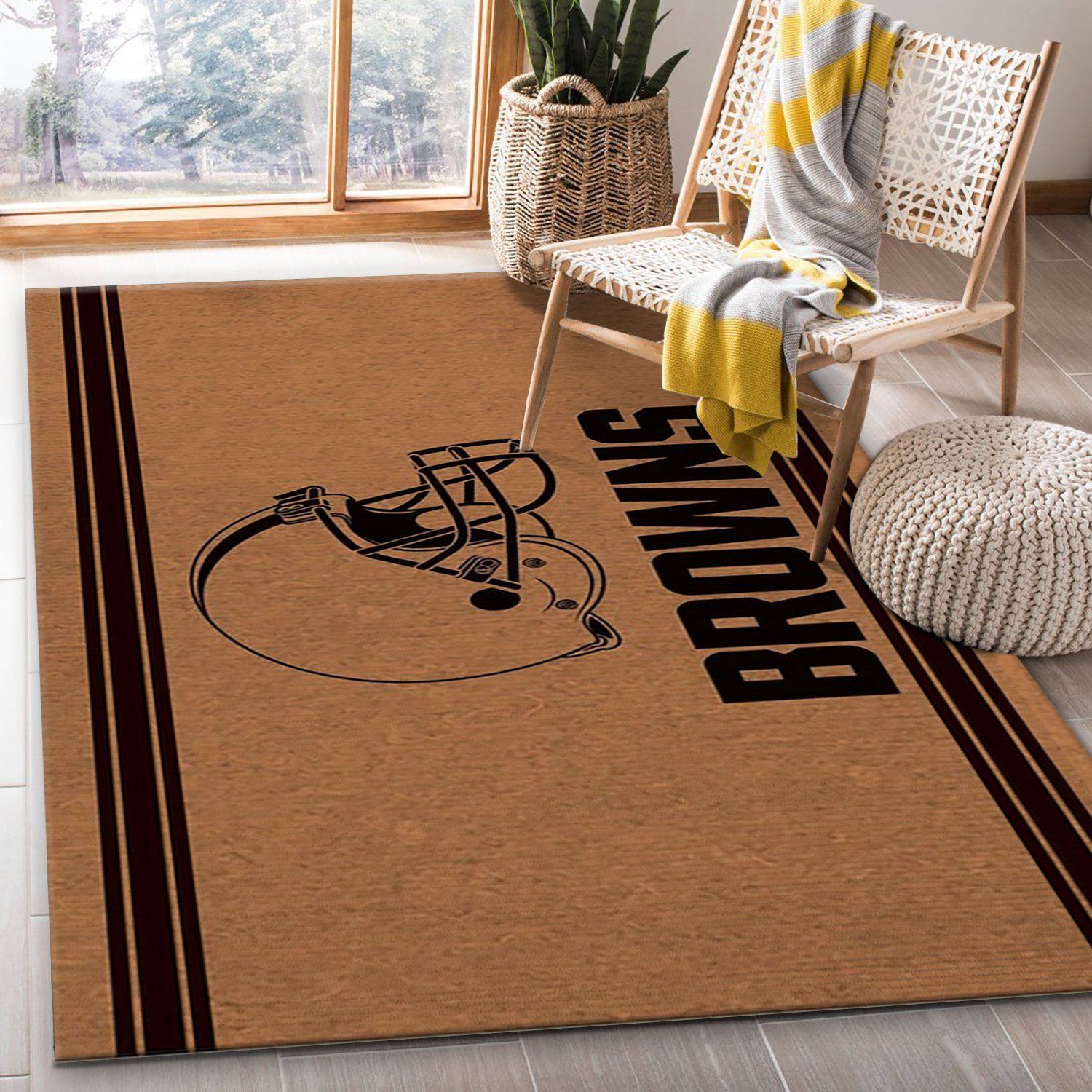 Cleveland Browns Brown Logo NFL Area Rug Carpet, Living Room Rug, Christmas Gift US Decor - Indoor Outdoor Rugs