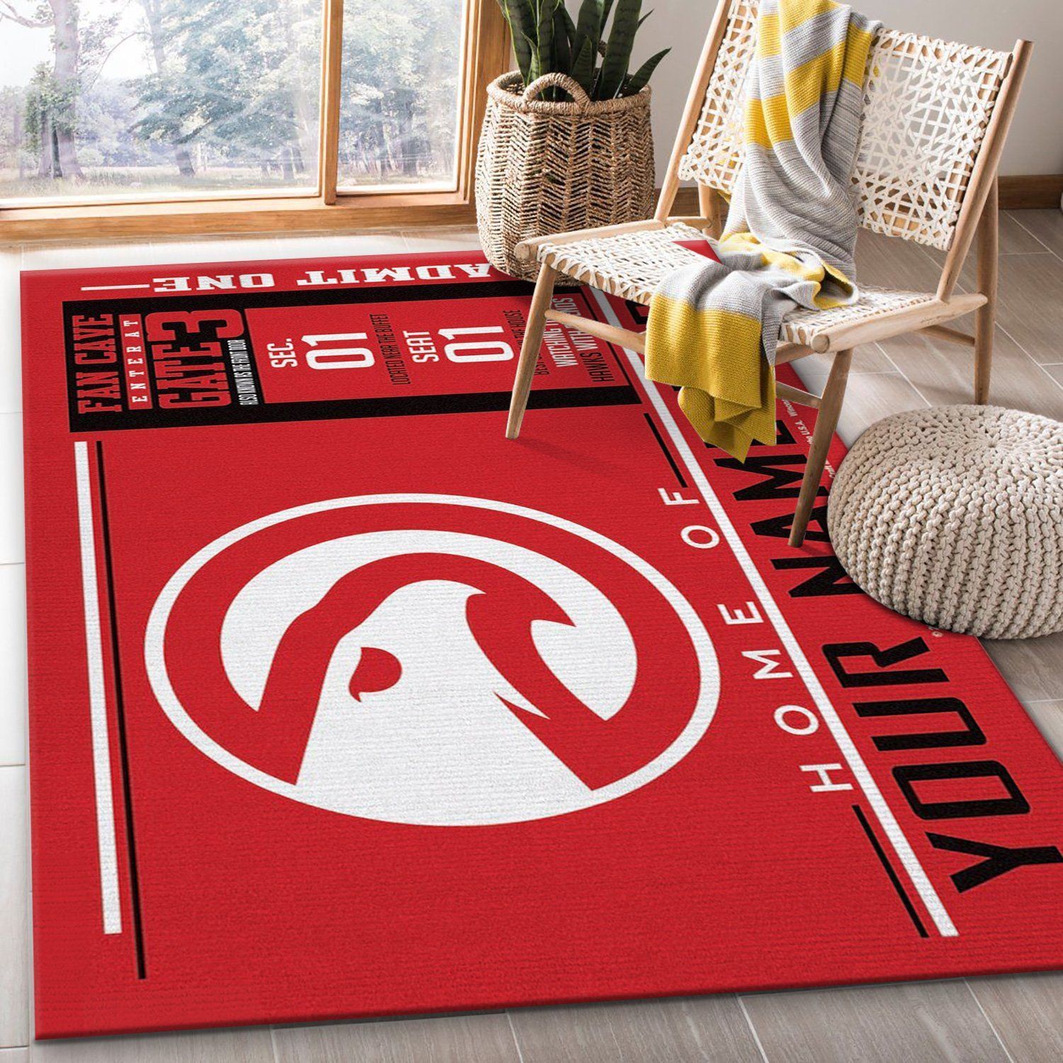 Customizable Atlanta Hawks Wincraft Personalized NBA Area Rug Living Room Rug Home Decor Floor Decor - Indoor Outdoor Rugs