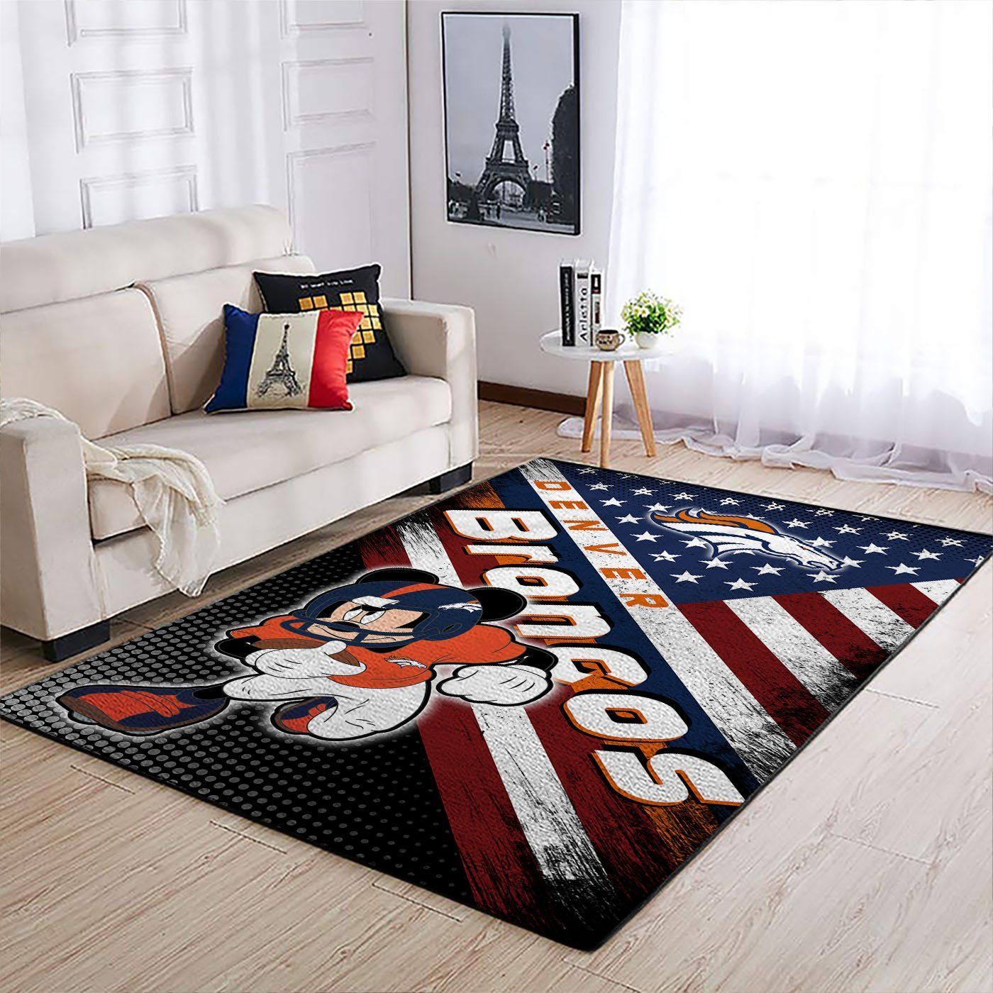 Denver Broncos Nfl Team Logo Mickey Us Style Nice Gift Home Decor Rectangle Area Rug - Indoor Outdoor Rugs