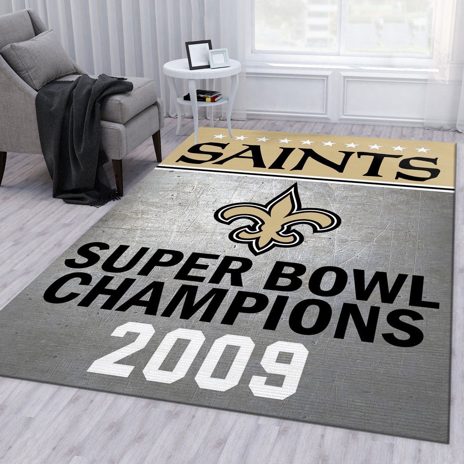 New Orleans Saints 2009 Nfl Rug Bedroom Rug Home Decor Floor Decor - Indoor Outdoor Rugs