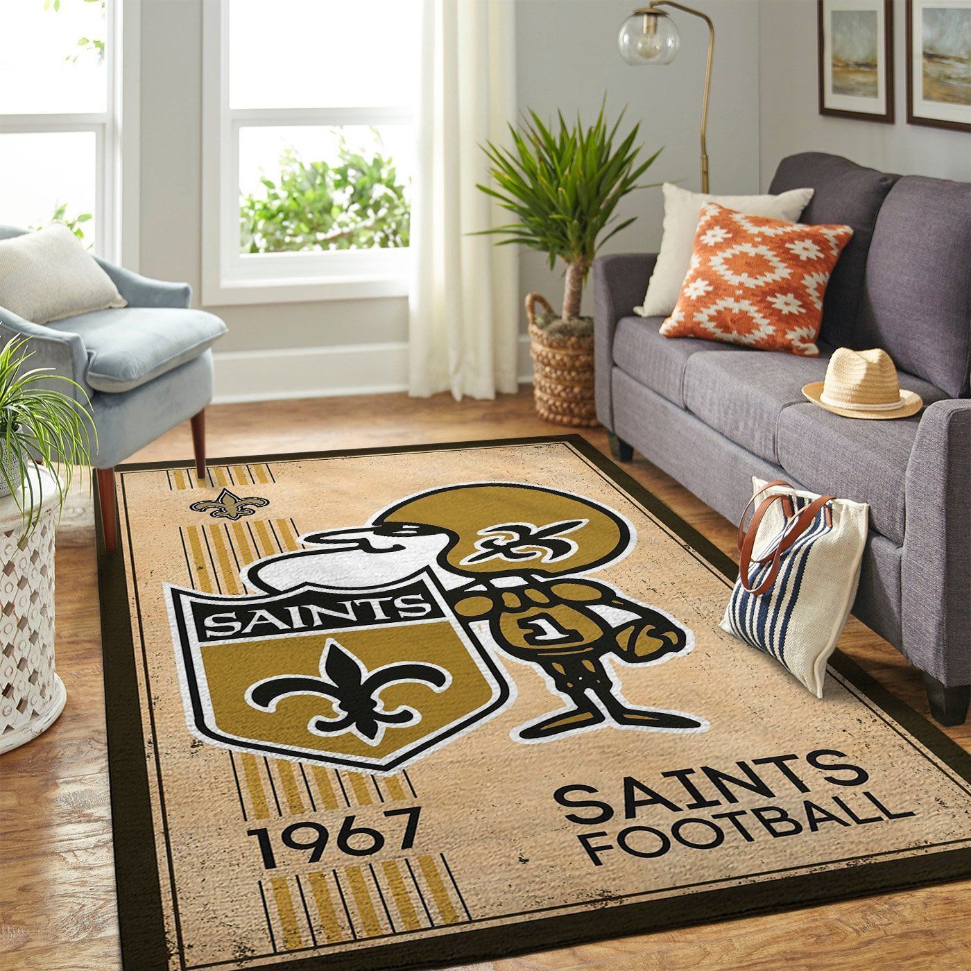 New Orleans Saints Nfl Team Logo Retro Style Nice Gift Home Decor Rectangle Area Rug - Indoor Outdoor Rugs