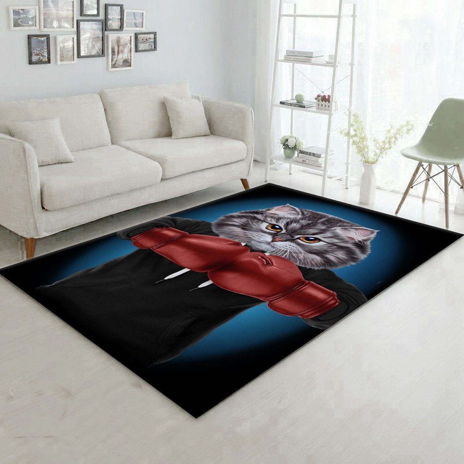 Boxer Cat Boxing Champion Area Rug Carpet Living Room Rug Home US Decor - Indoor Outdoor Rugs