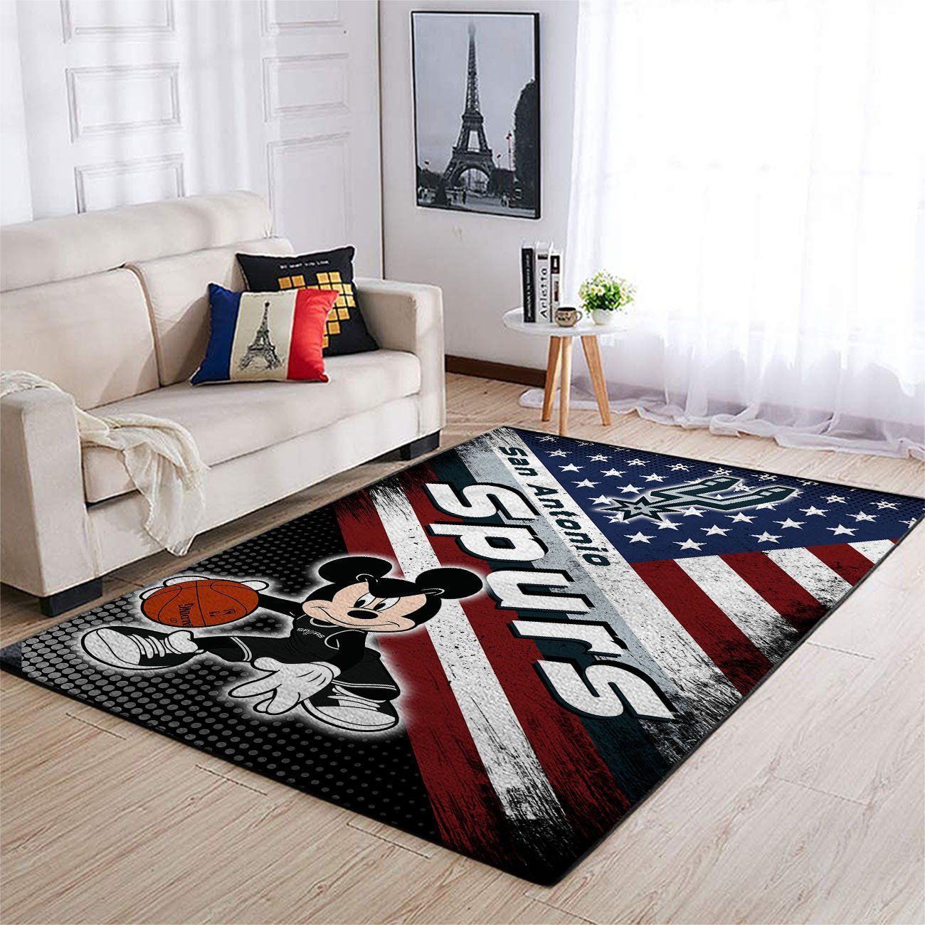 San Antonio Spurs Nba Team Logo Mickey Us Style Nice Gift Home Decor Rectangle Area Rug - Indoor Outdoor Rugs