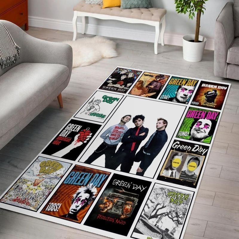 Green Day Albums Collage Area Rug For Christmas Bedroom Rug US Gift Decor - Indoor Outdoor Rugs