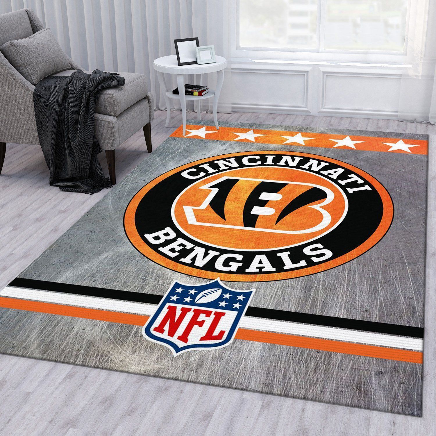 Cincinnati Bengals Nfl Area Rug Living Room Rug Home US Decor - Indoor Outdoor Rugs