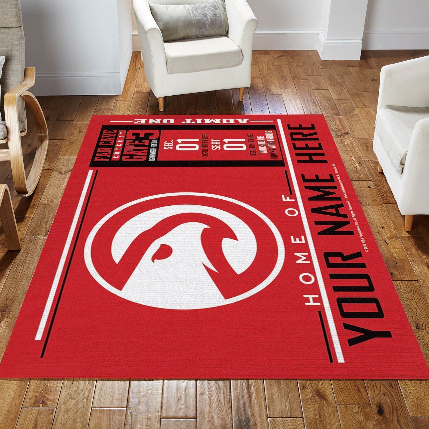 Customizable Atlanta Hawks Wincraft Personalized NBA Area Rug Living Room Rug Home Decor Floor Decor - Indoor Outdoor Rugs