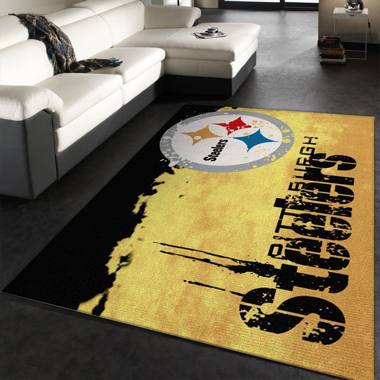 Pittsburgh Steelers Fade Rug Nfl Team Area Rug Carpet, Bedroom Rug, Family Gift US Decor - Indoor Outdoor Rugs