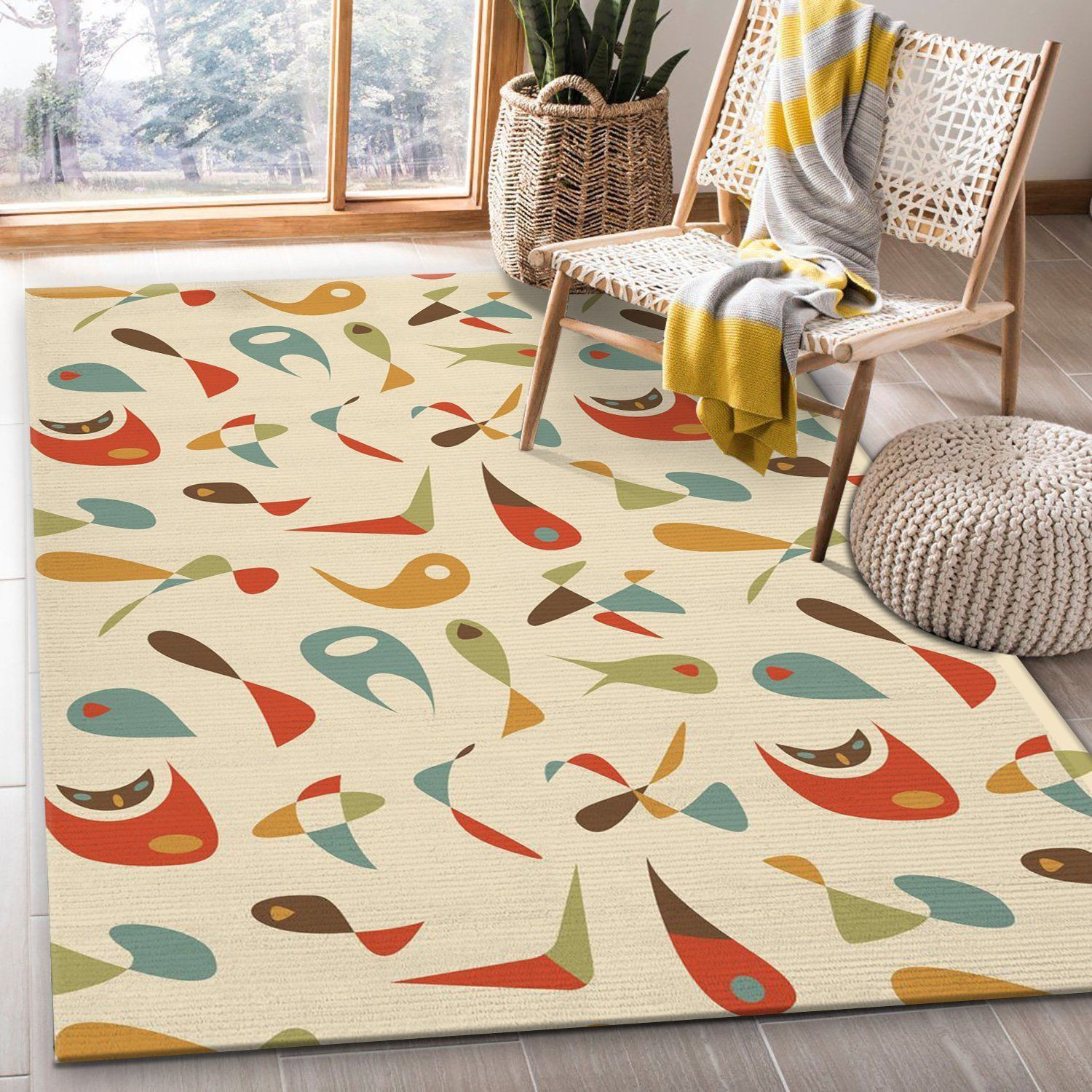 Midcentury Pattern 106 Area Rug, Living room and bedroom Rug, Christmas Gift US Decor - Indoor Outdoor Rugs