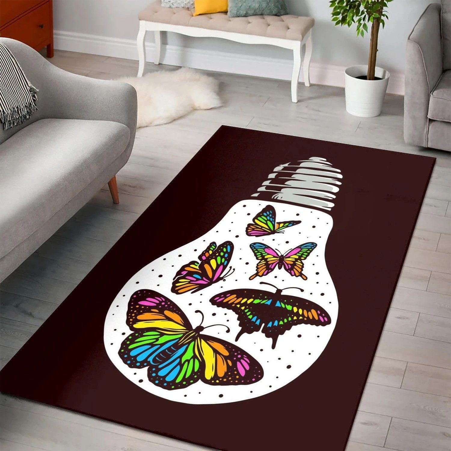 Butterfly Light Art  Area Rug ,  Room Rugs, Floor Decor Home Decor - Indoor Outdoor Rugs