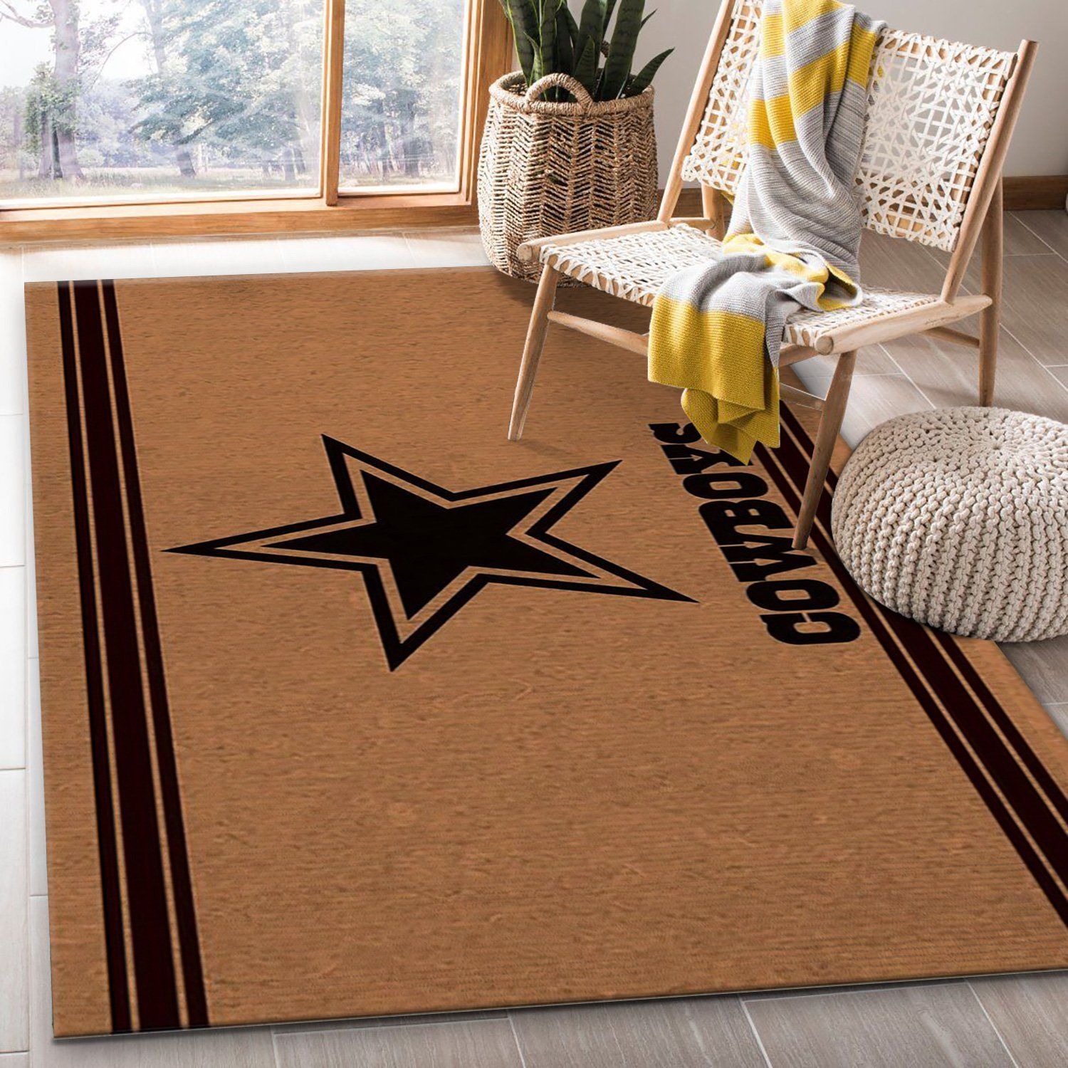 Dallas Cowboys Brown Logo NFL Area Rug Carpet, Living room and bedroom Rug, Family Gift US Decor - Indoor Outdoor Rugs