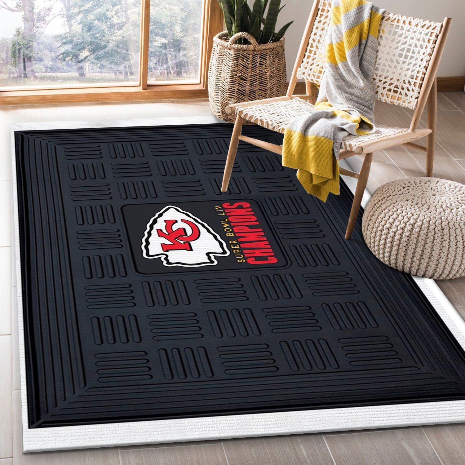 Kansas City Chiefs Super Bowl Liv NFL Team Logos Area Rug, Living room and bedroom Rug, Christmas Gift US Decor - Indoor Outdoor Rugs