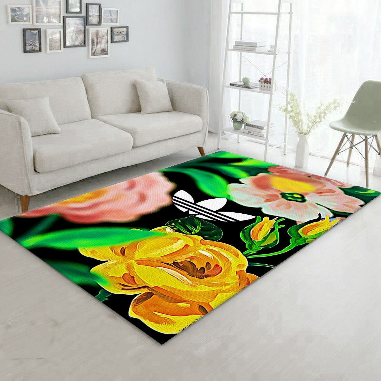 Adidas Flower V1 Rug Living Room Rug US Gift Decor - Indoor Outdoor Rugs