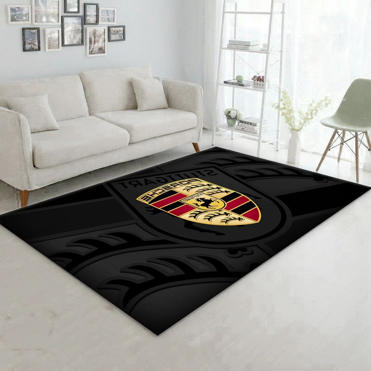 Porsche Logo Ver3 Area Rug Living Room Rug Family Gift US Decor - Indoor Outdoor Rugs