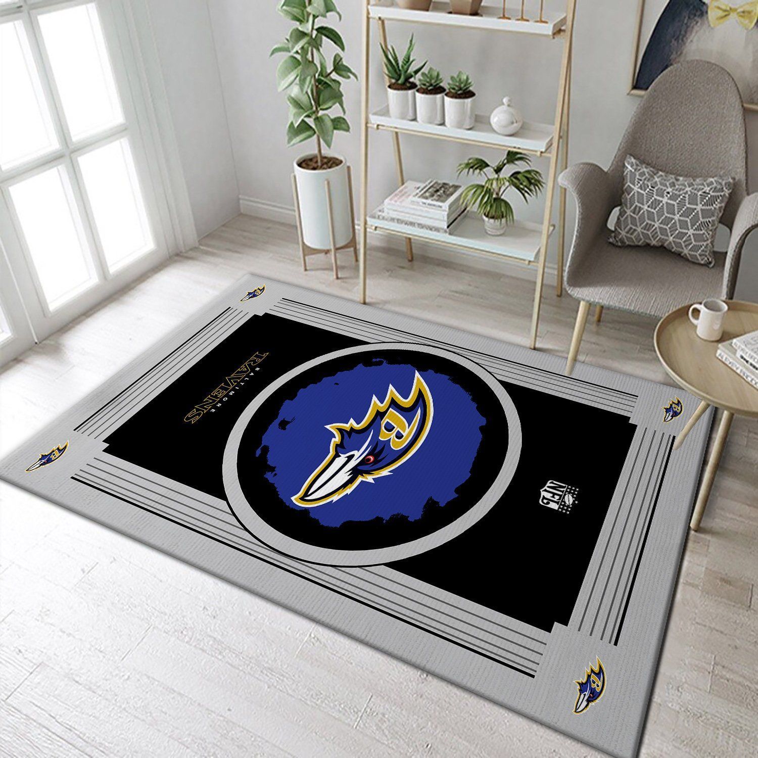 Baltimore Ravens Nfl Logo Style Rug Room Carpet Custom Area Floor Home Decor - Indoor Outdoor Rugs