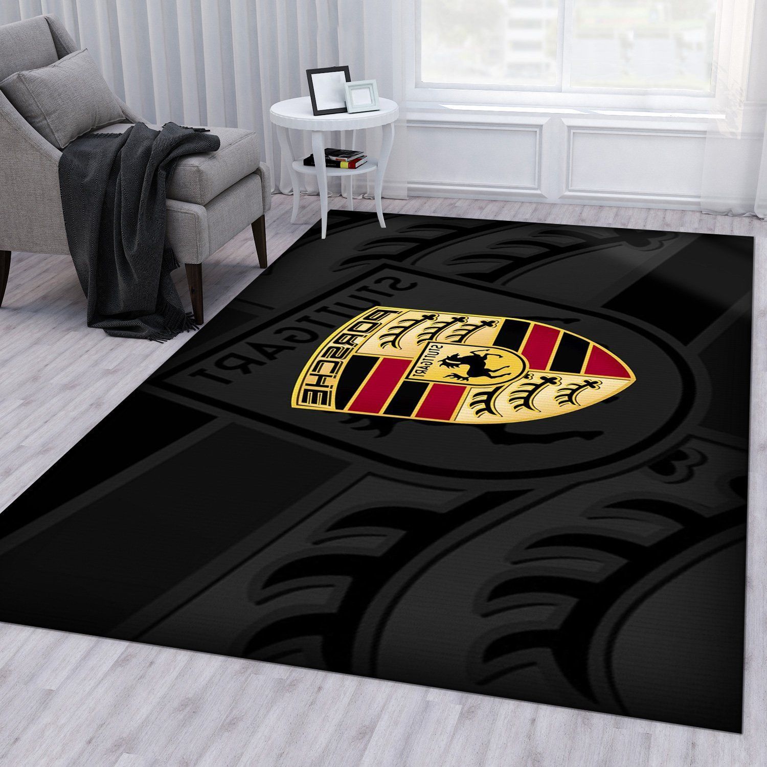 Porsche Logo Ver3 Area Rug Living Room Rug Family Gift US Decor - Indoor Outdoor Rugs