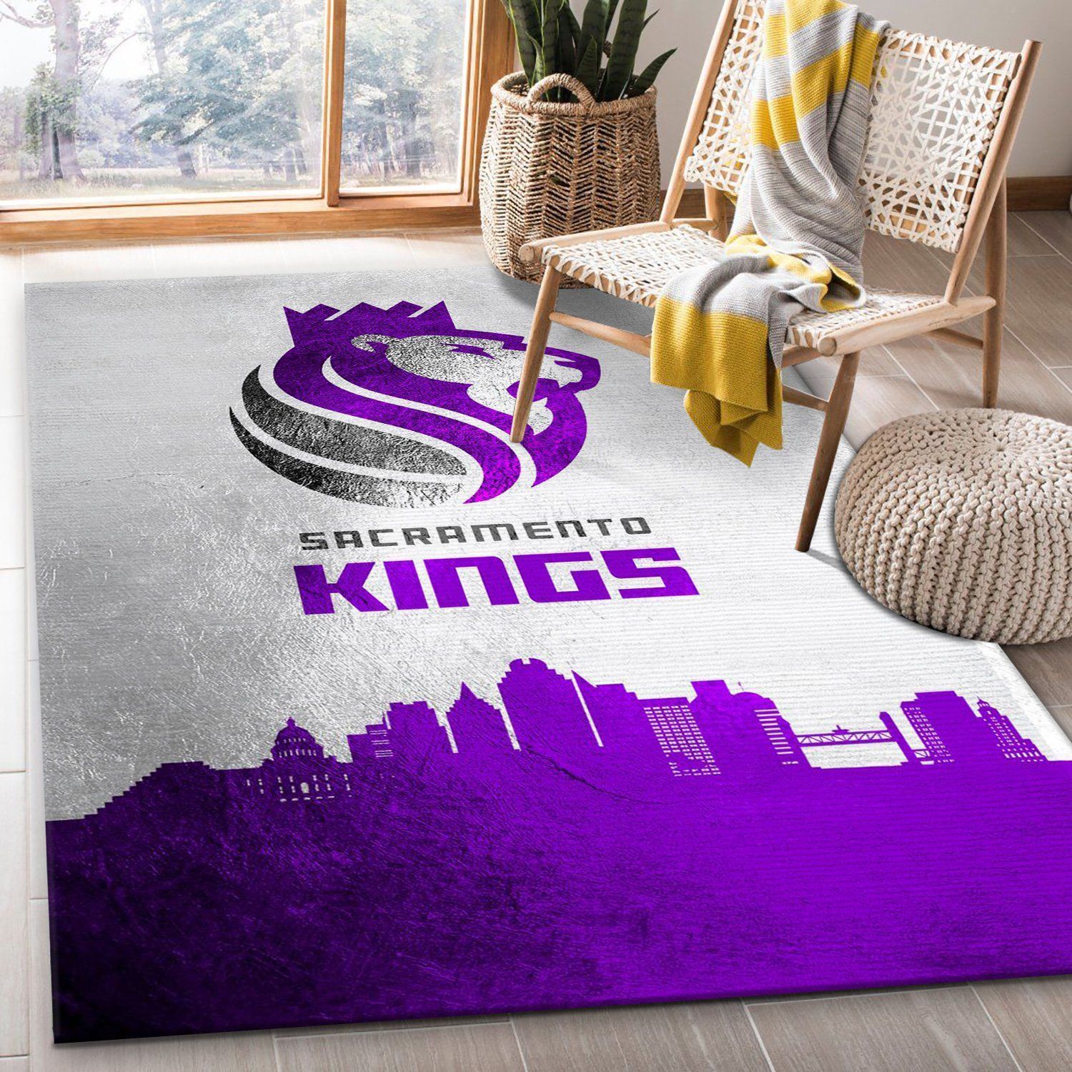 Sacramento Kings Skyline Area Rug, Living room and bedroom Rug, Christmas Gift US Decor - Indoor Outdoor Rugs