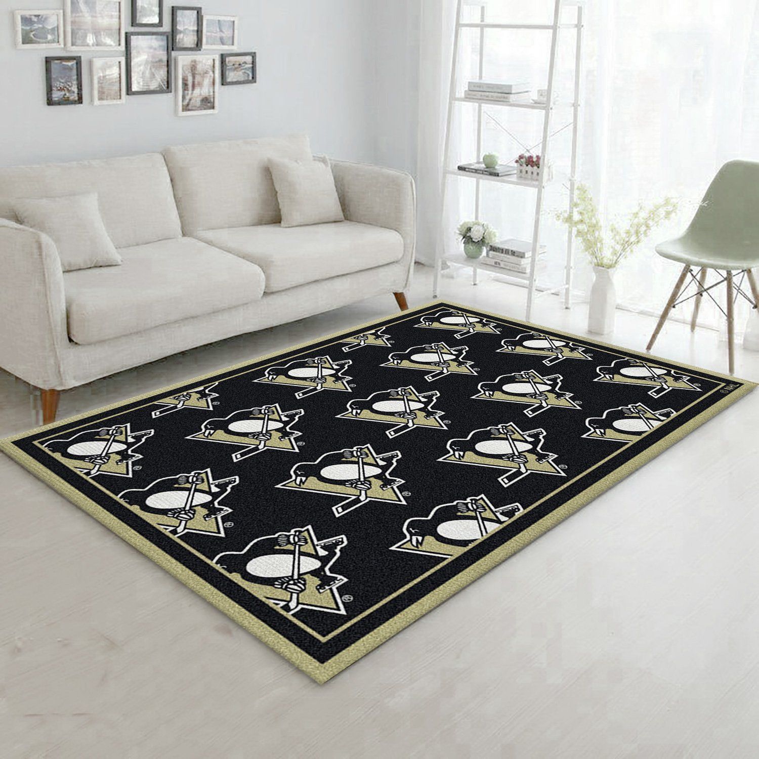 Nhl Repeat Pittsburgh Penguins Team Logo Area Rug, Kitchen Rug, Family Gift US Decor - Indoor Outdoor Rugs