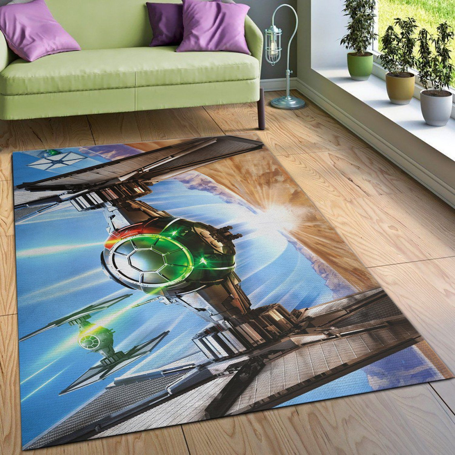 First Order Tie Fighter Star War Battle Zone Area Rug, Living Room Rug, Home Decor Floor Decor - Indoor Outdoor Rugs