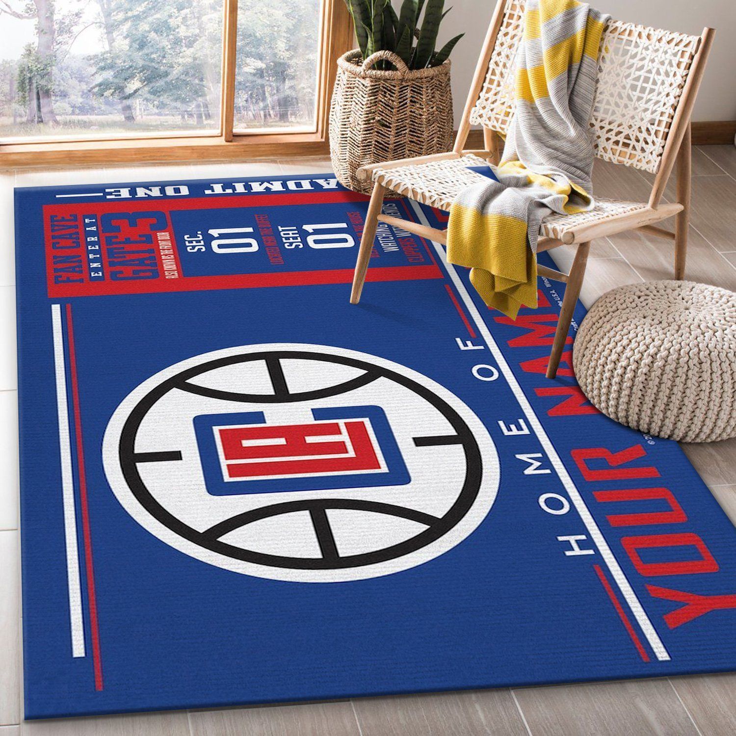 Customizable La Clippers Wincraft Personalized NBA Area Rug Bedroom Rug US Gift Decor - Indoor Outdoor Rugs