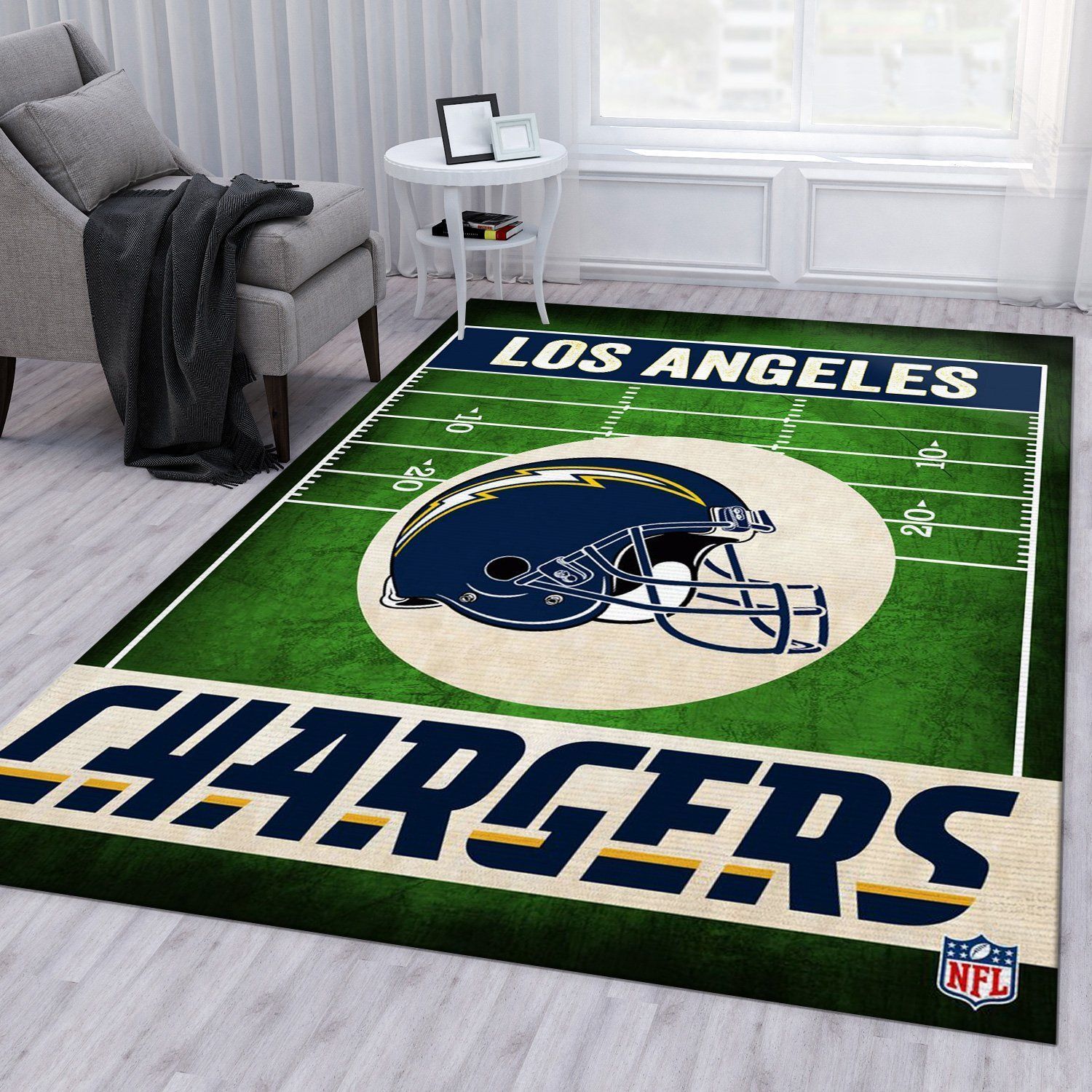 Los Angeles Chargers Nfl Rug Living Room Rug Home Decor Floor Decor - Indoor Outdoor Rugs