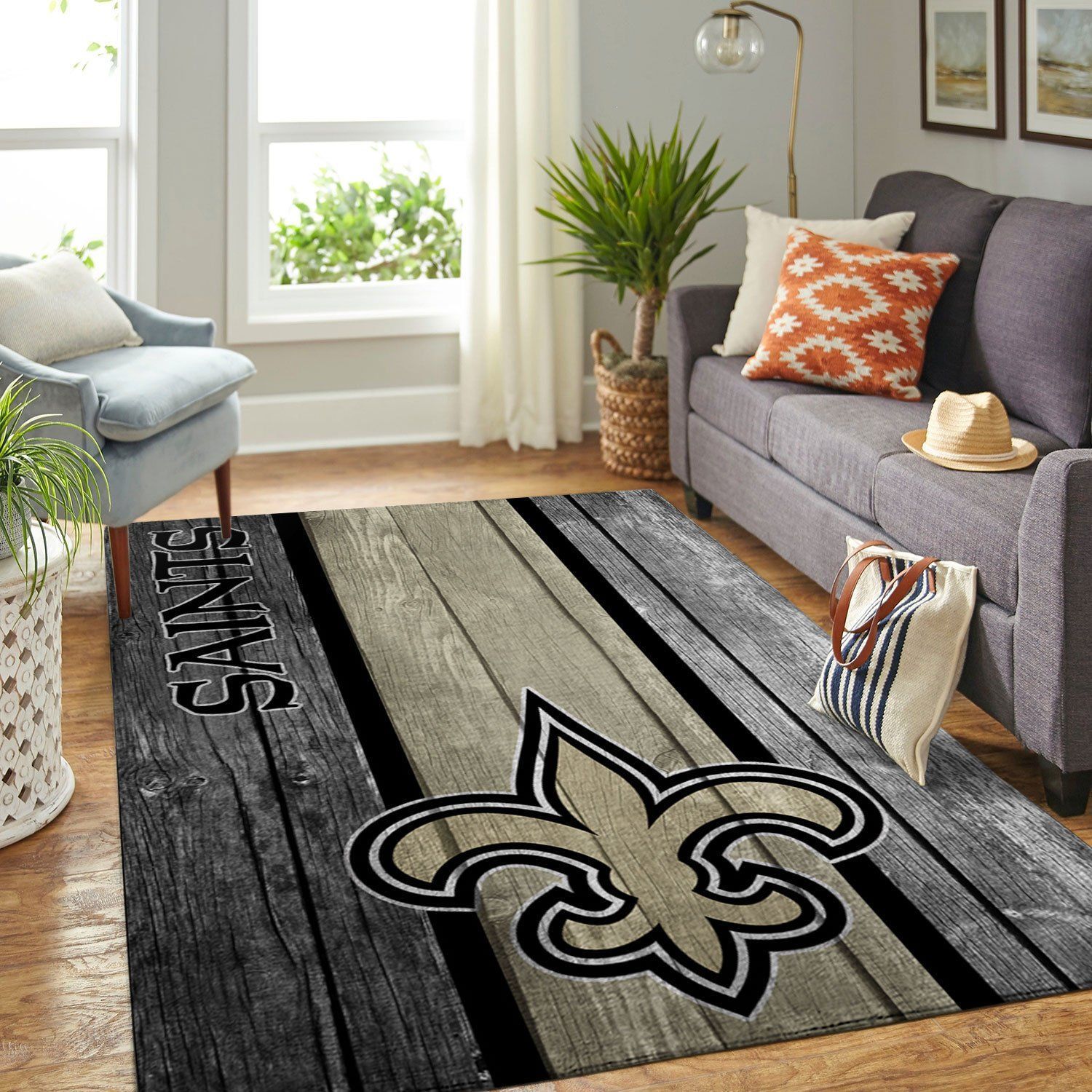 New Orleans Saints Nfl Team Logo Wooden Style Style Nice Gift Home Decor Rectangle Area Rug - Indoor Outdoor Rugs