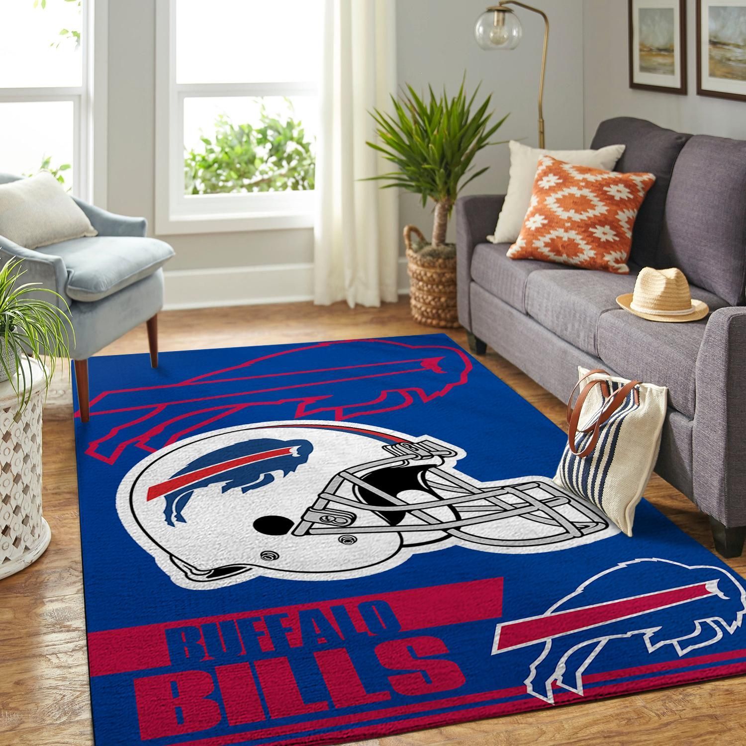 Buffalo Bills Nfl Team Logo Helmet Nice Gift Home Decor Rectangle Area Rug - Indoor Outdoor Rugs